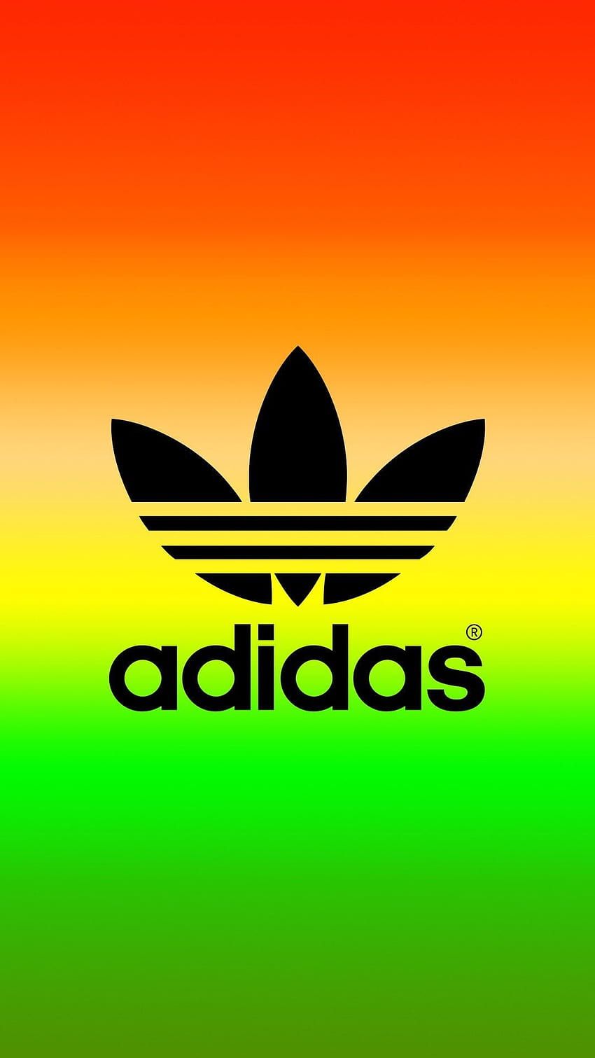 Adidas, Kleeblatt-Logo, Farbverlauf, Rot, Gelb, Grün, HD, Hintergrundbild fürs Handy