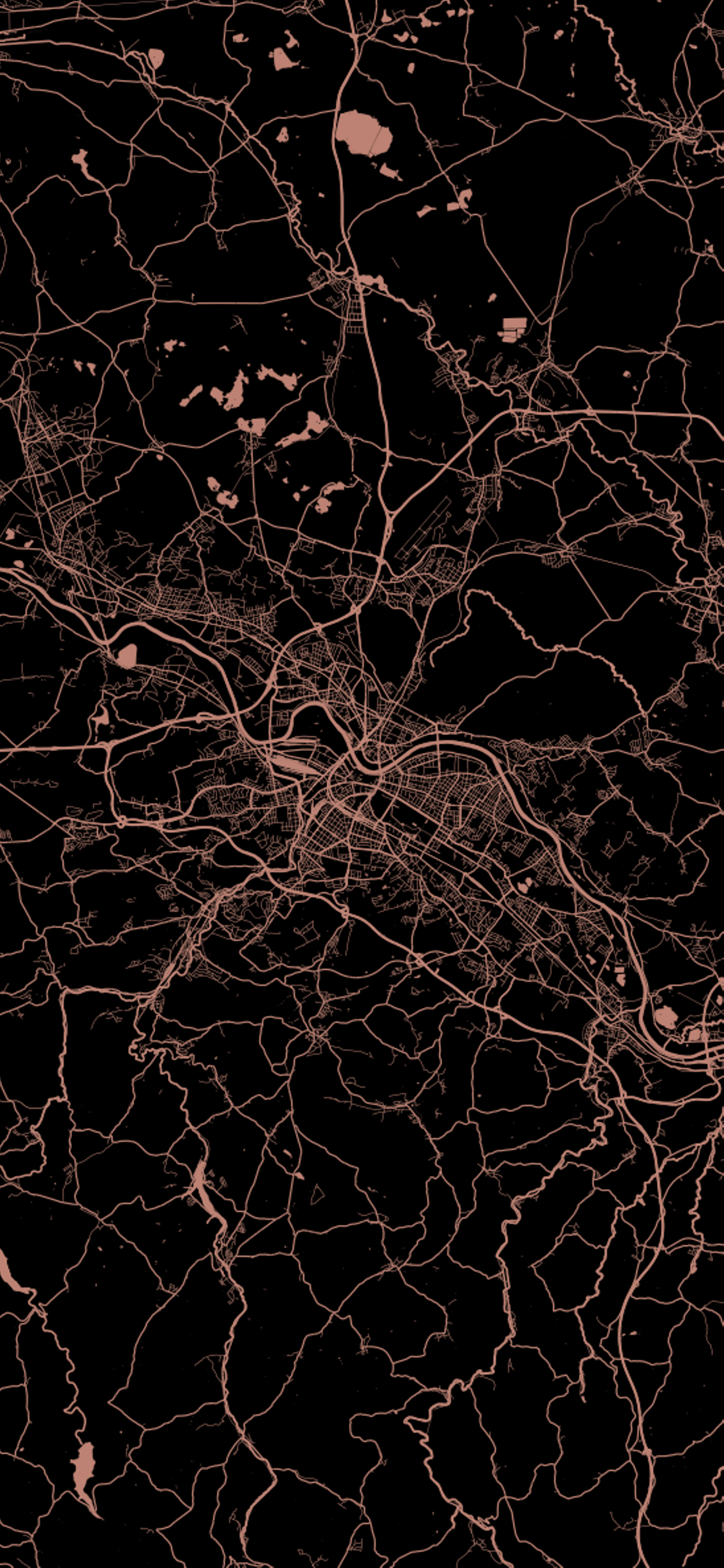 Stadtplan, Linien, Kupfer, Schwarz, Full HD, Sperrbildschirm fürs iPhone
