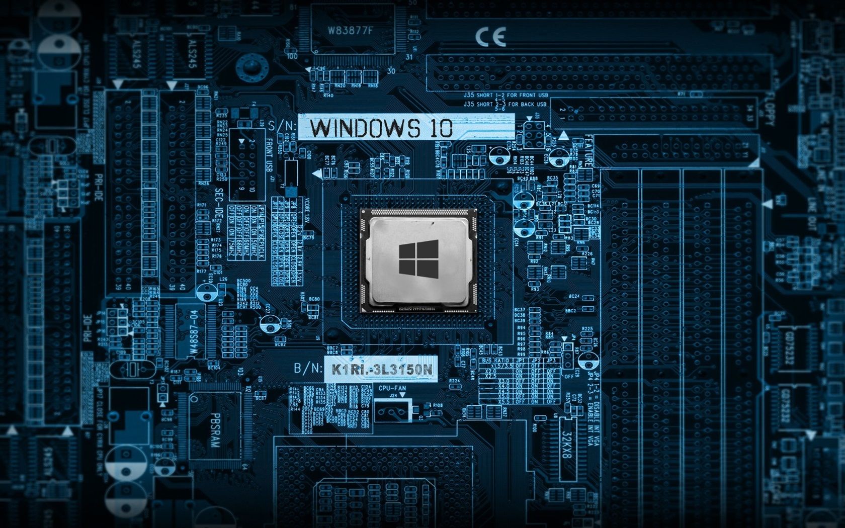 Windows 10, Platine, Prozessor, Blau, 16:10, HD-Hintergrundbild für den Desktop