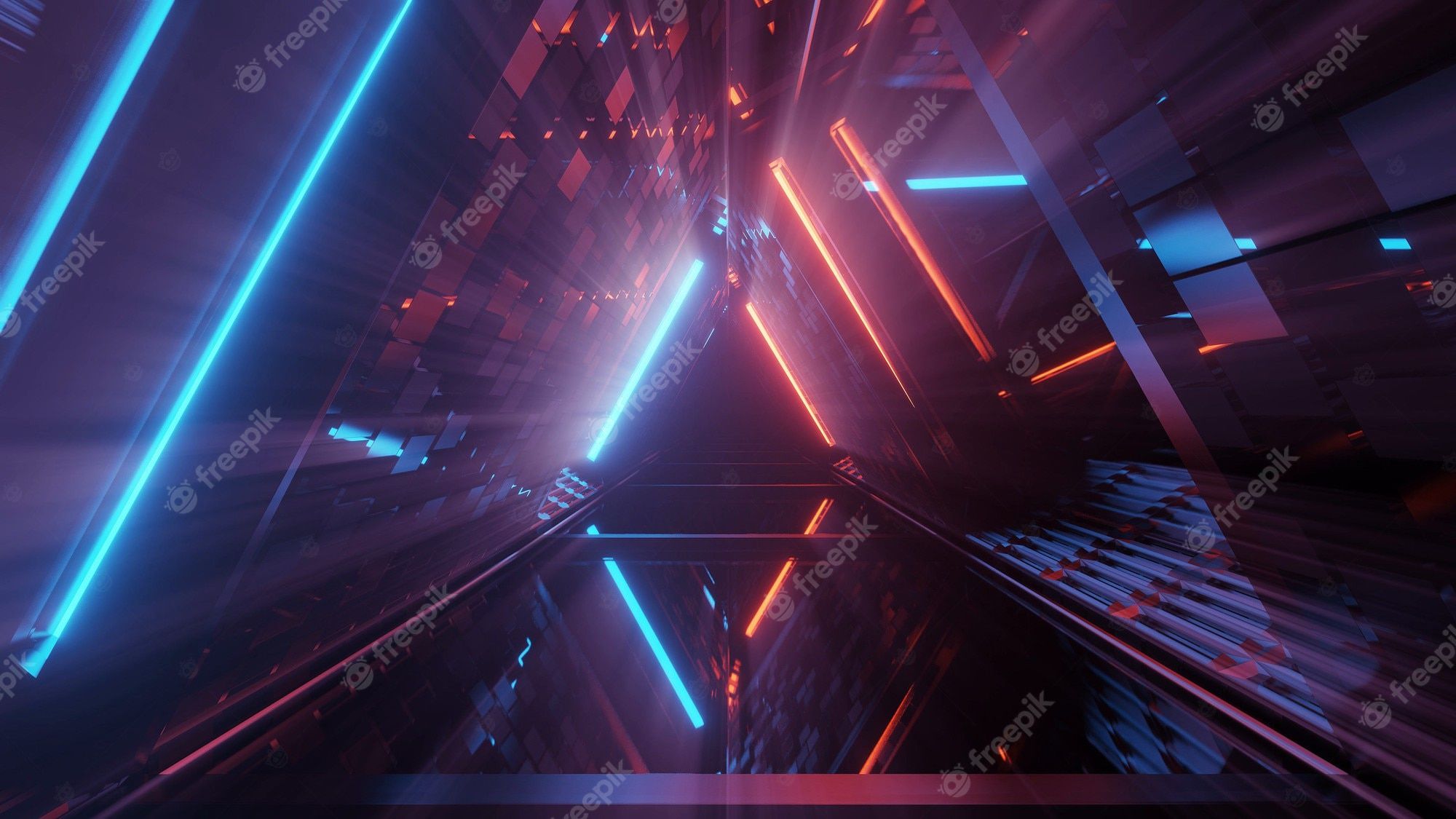 Neonlinien, Tunnel, Geometrisch, Dunkel, 16:9, Full-HD-Hintergrundbild für den Desktop