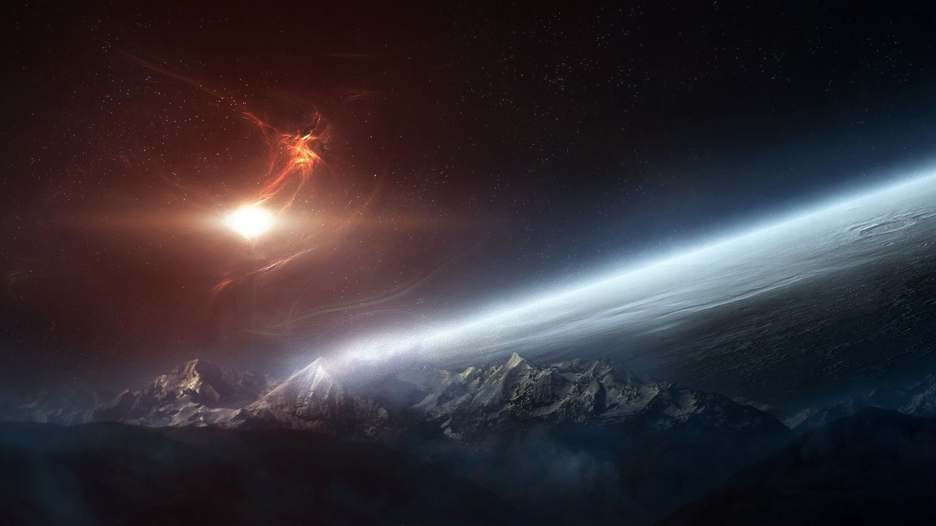 Komet, Planet, Weltall, Lichtspur, Full HD 1080p, Desktop-Hintergrundbild