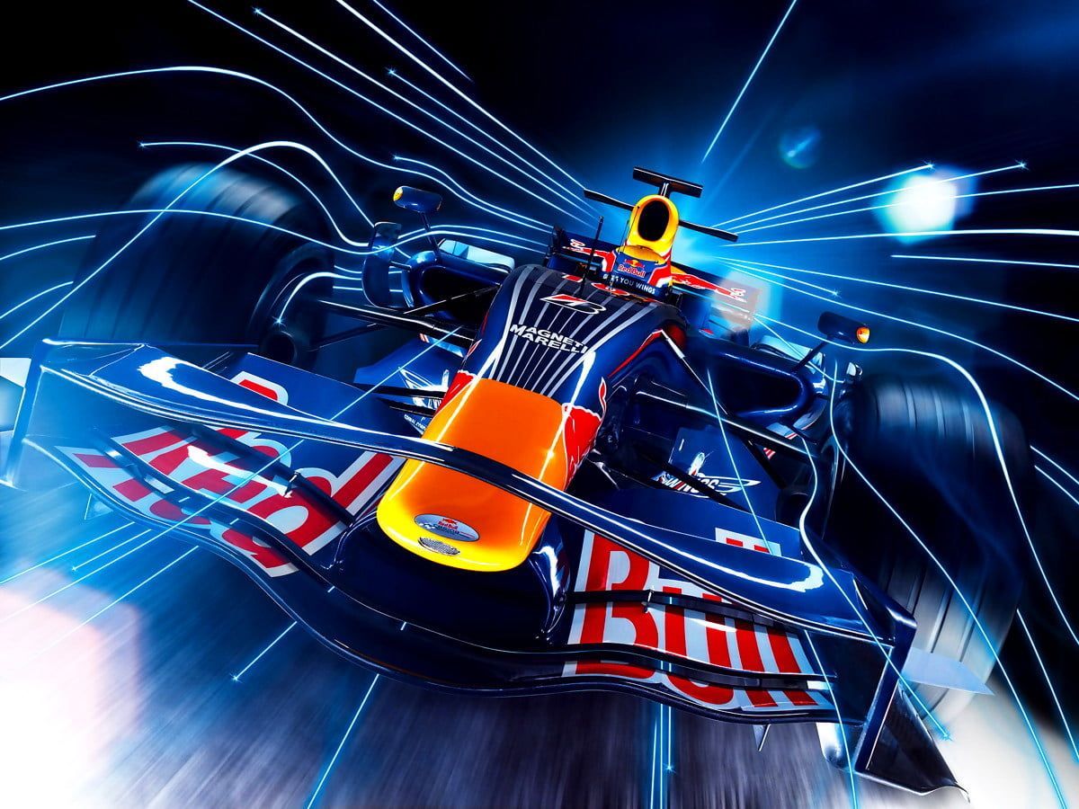 Red Bull Racing, Formel 1, Rennwagen, Lichtstrahlen, Hintergrundbild für iPad und Tablet