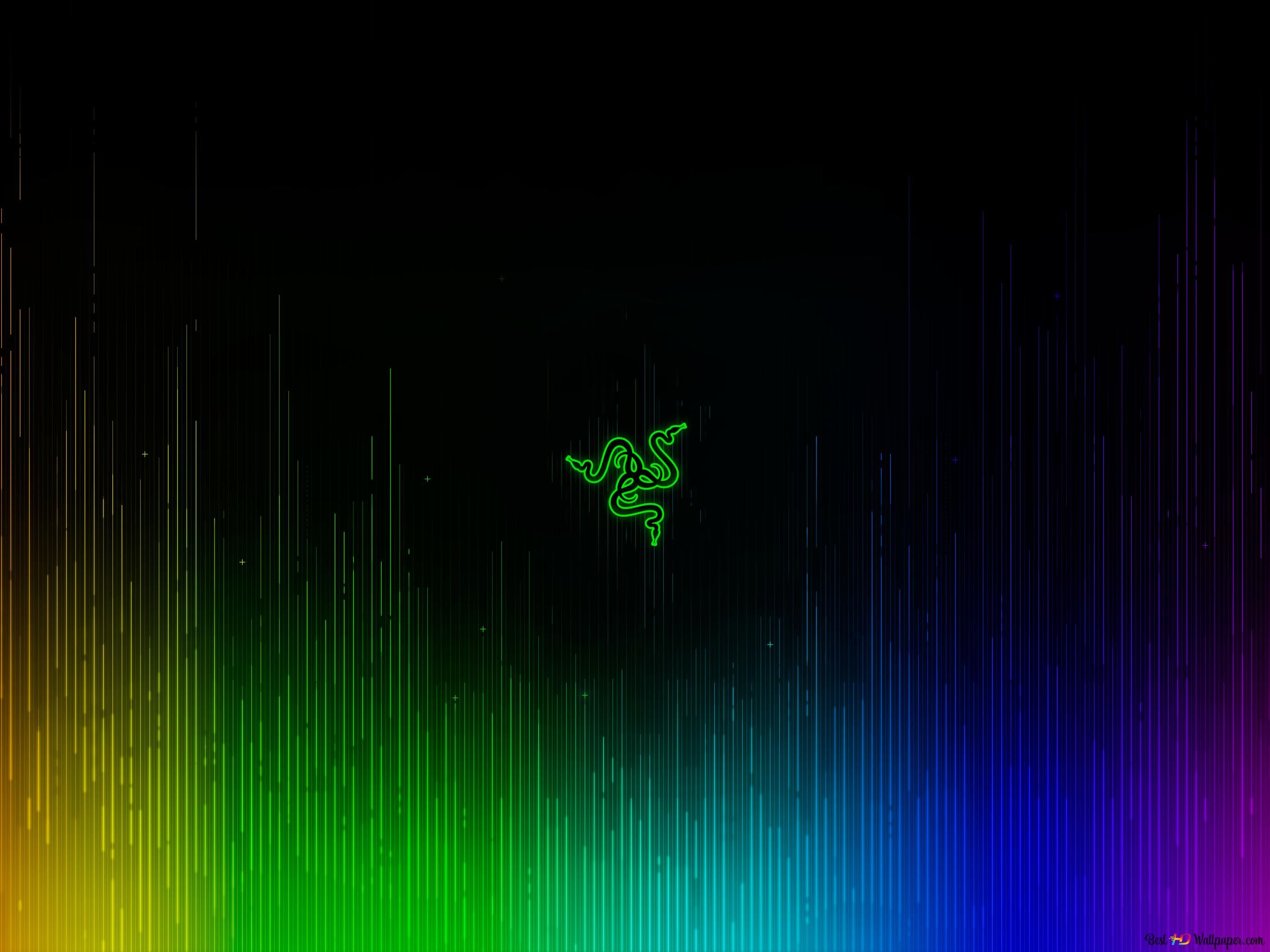 Razer, Logo, Regenbogenfarben, Schwarz, 2K, iPad-Hintergrundbild