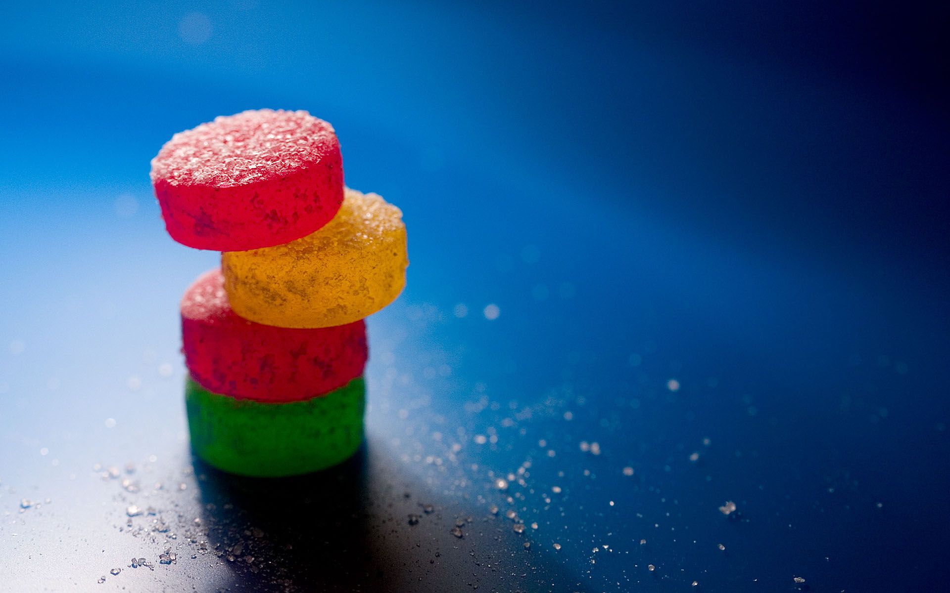 Gummibonbons, Bunt, Blau, Makro, 16:10, Full-HD-Hintergrundbild für den Desktop