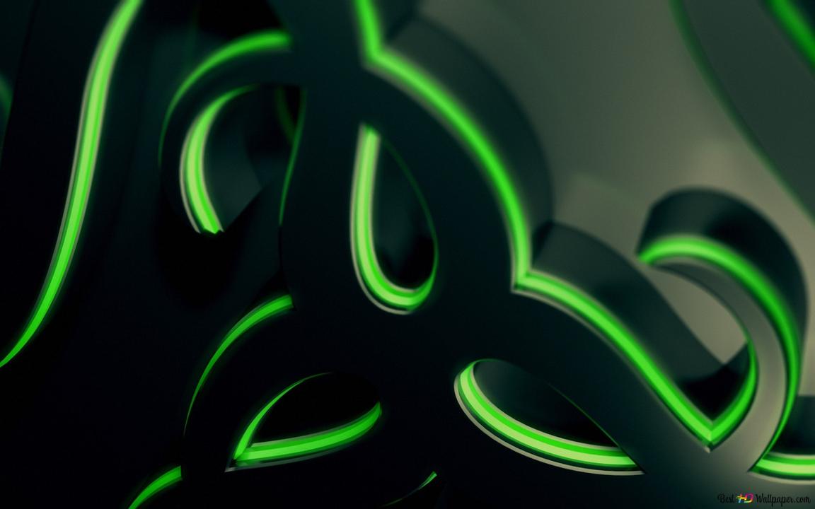 Razer, Logo, Grün, 3D, Hintergrund