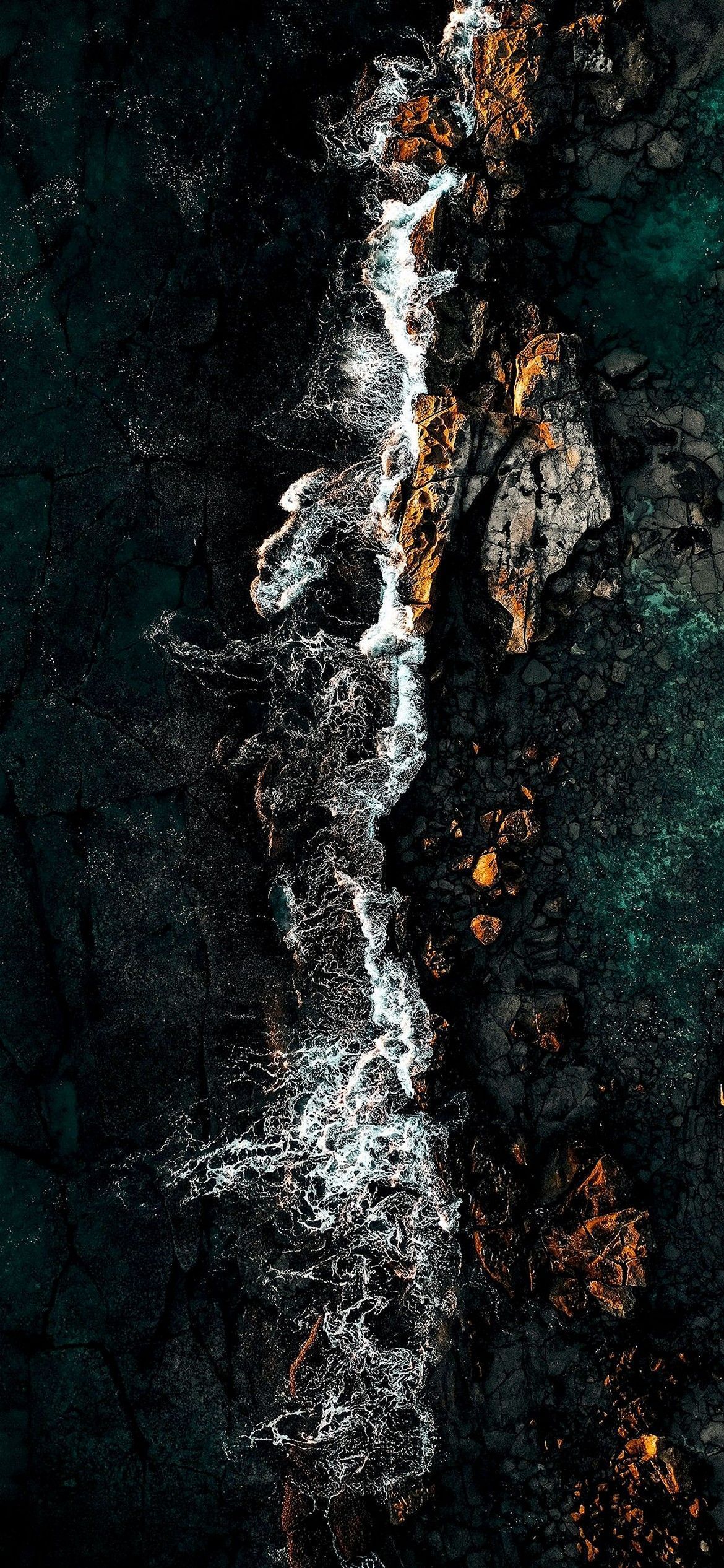 Felsstruktur, Luftaufnahme, Türkis, Hochformat, Textur, Full HD, Hintergrundbild fürs Handy