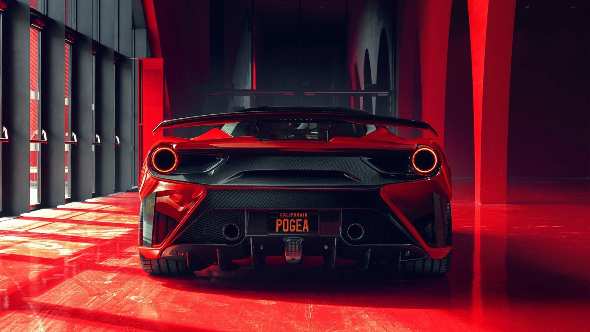 Ferrari, Heckansicht, Rotes Licht, Supersportwagen, Full HD 1080p, Desktop-Hintergrundbild