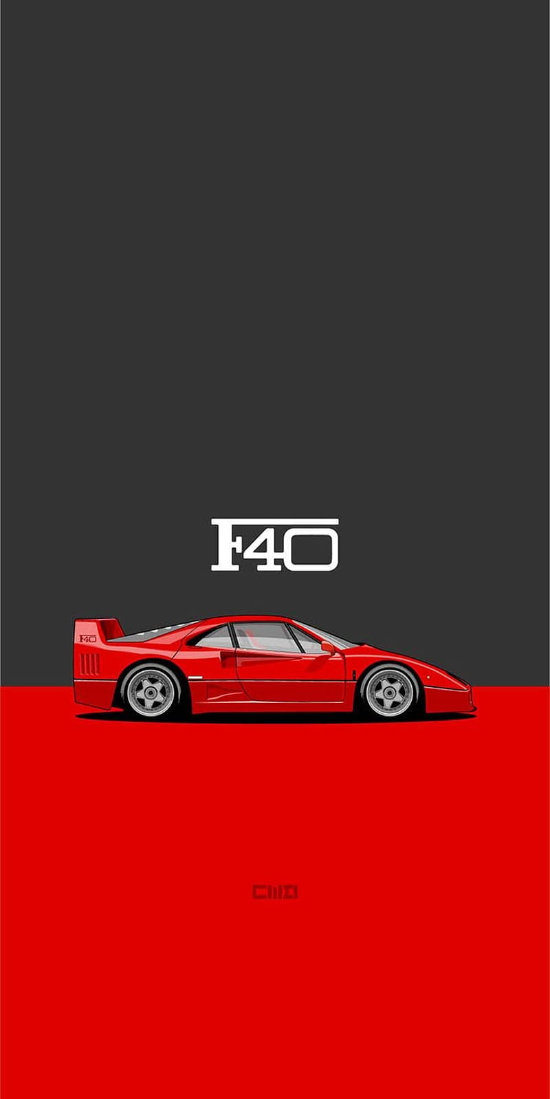 Ferrari F40, Minimalistisch, Rot-grau, Illustration, HD, Sperrbildschirm fürs iPhone