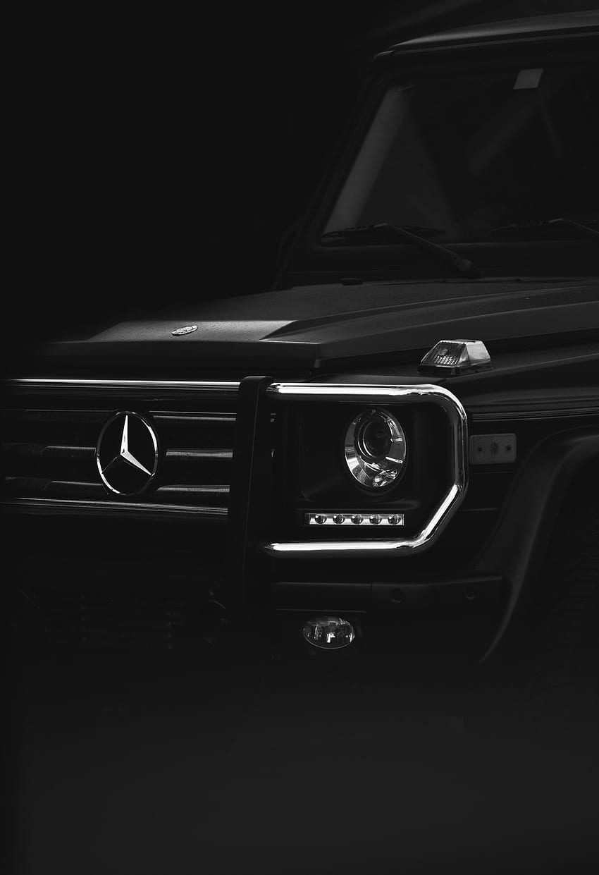 Mercedes G-Klasse, Nahaufnahme, Scheinwerfer, Dunkel, HD, Hintergrundbild fürs Tablet