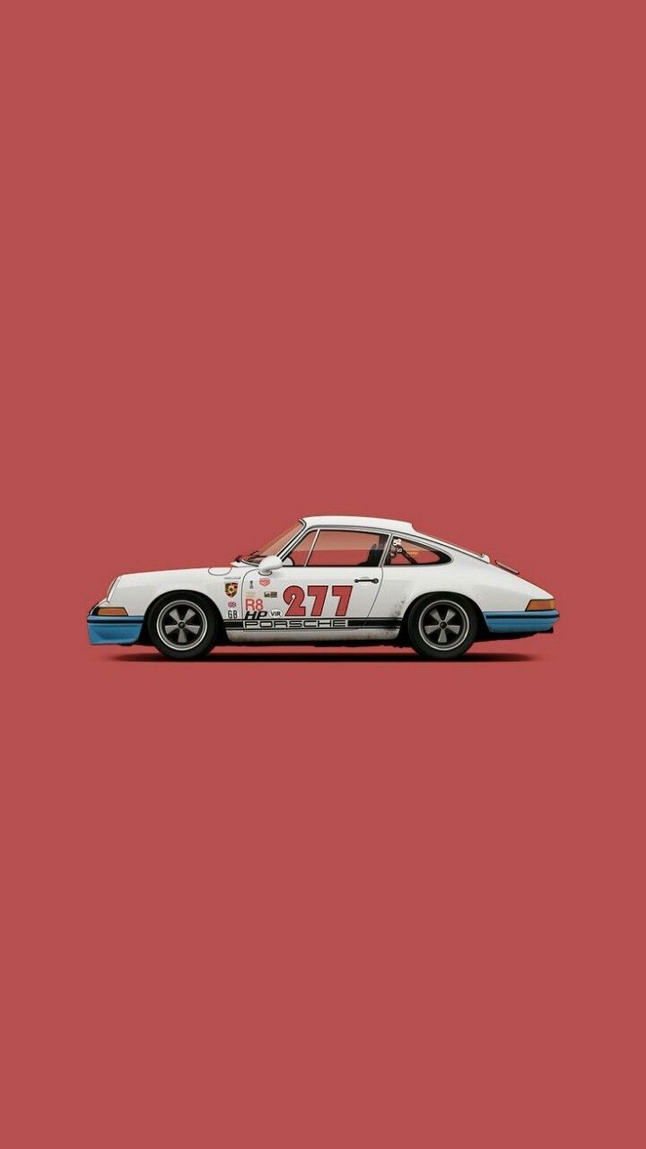 Porsche 911 Carrera RS, Porsche, Oldtimer, Rennlackierung, Roter Hintergrund, Minimalismus, Sperrbildschirm
