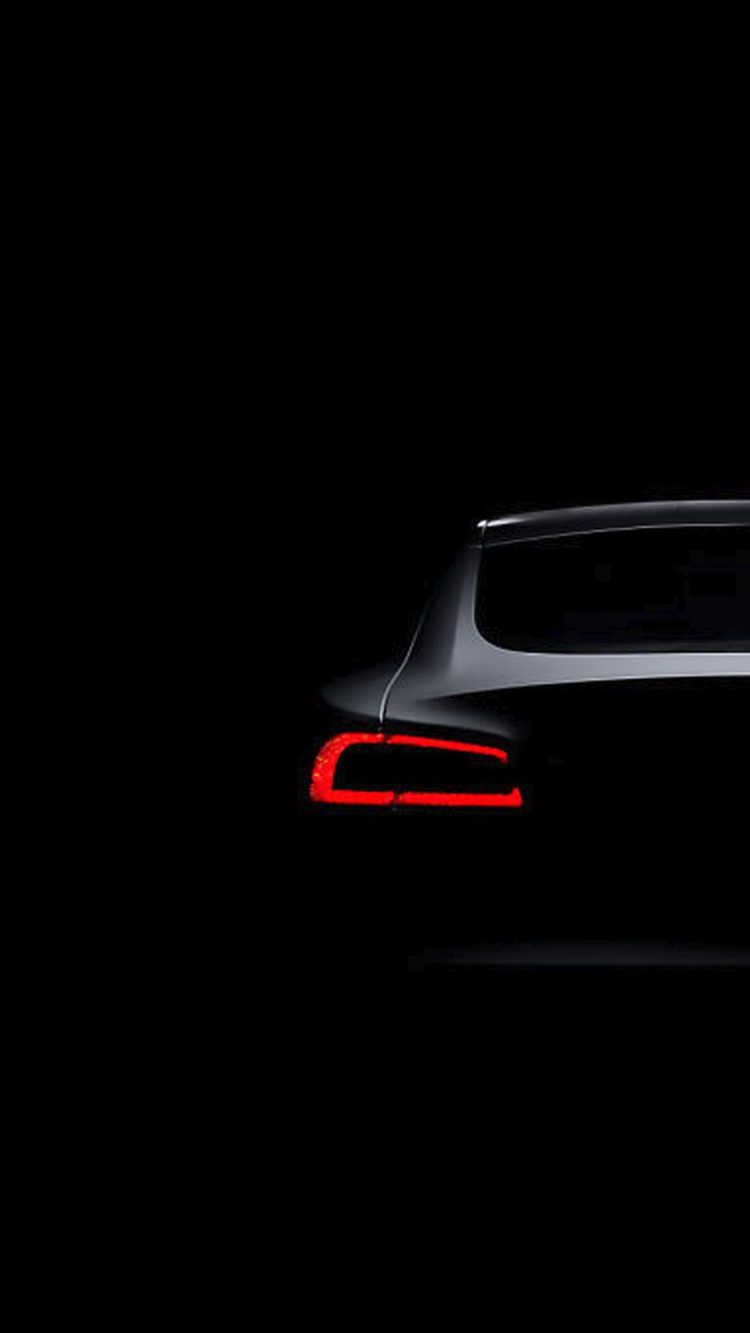 Tesla, Rücklicht, Schwarzer Hintergrund, Minimalismus, Dunkel, Sperrbildschirm fürs iPhone