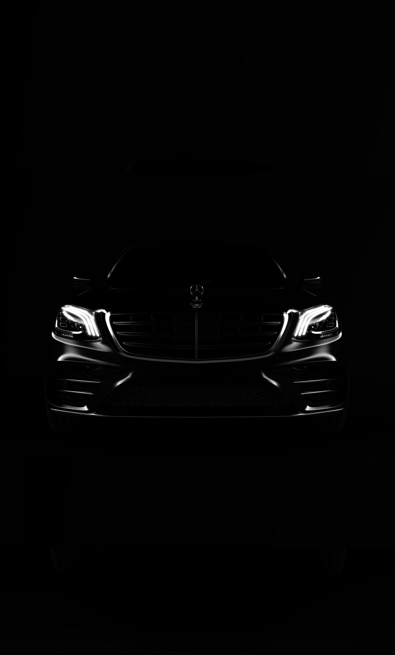 Mercedes-Benz, Scheinwerfer, Schwarzer Hintergrund, Silhouette, Sperrbildschirm fürs iPhone