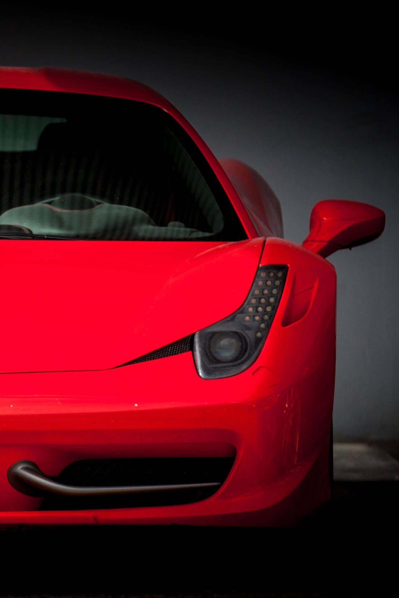 Ferrari 458 Italia, Scheinwerfer, Nahaufnahme, Schwarzer Hintergrund, Sperrbildschirm fürs iPhone