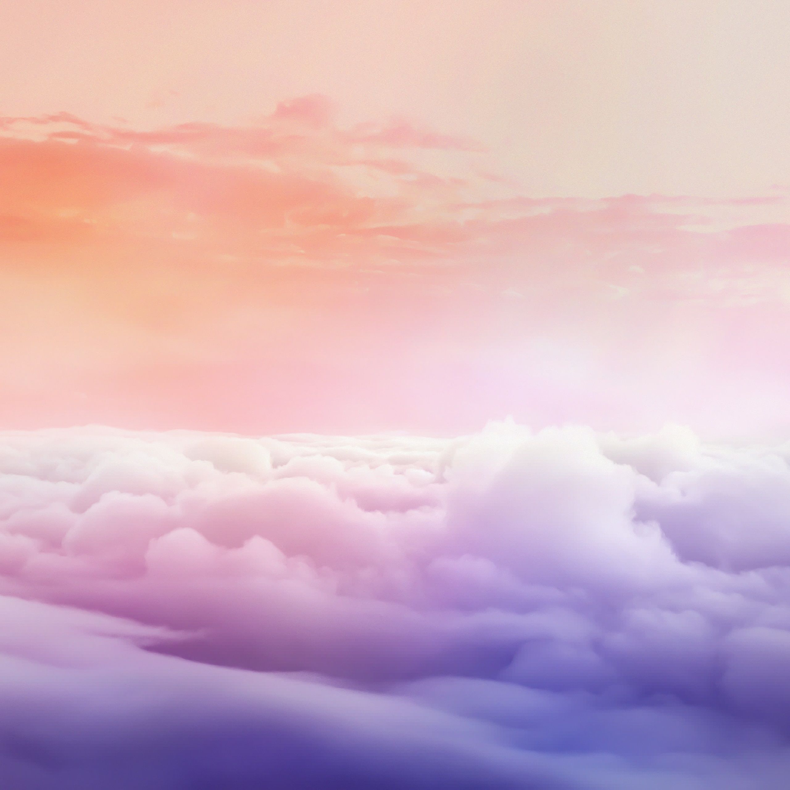 Wolkenmeer, Rosa Himmel, Pastell, Sonnenaufgang, Lila Wolken, Hintergrundbild fürs iPad