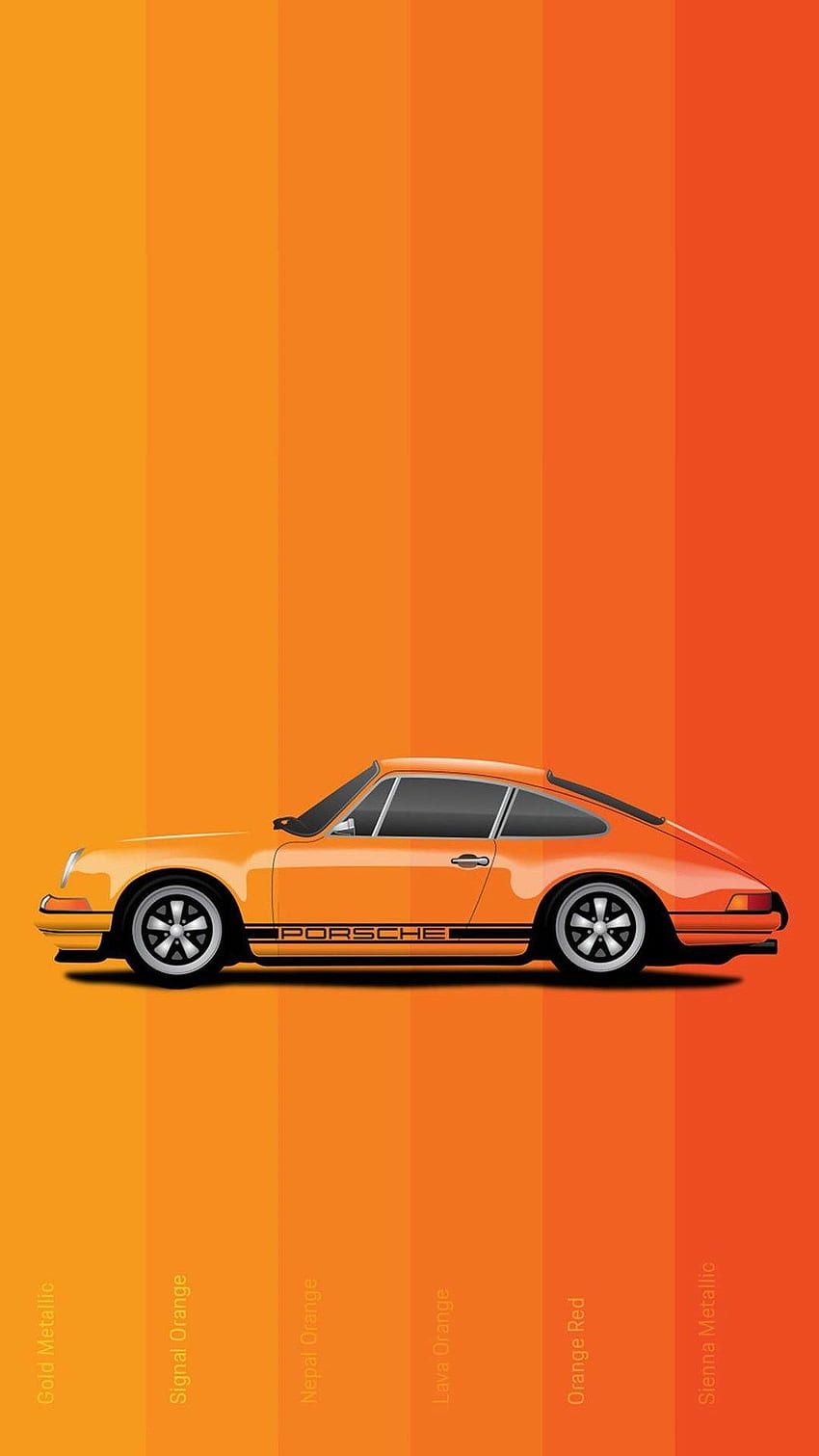 Porsche 911, Porsche, Illustration, Oranger Hintergrund, Klassiker, Streifen, Sperrbildschirm