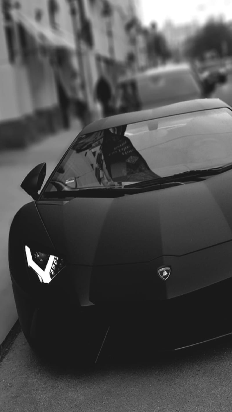 Lamborghini Huracán, Schwarzweiß, Frontansicht, Straße, HD, Sperrbildschirm fürs iPhone