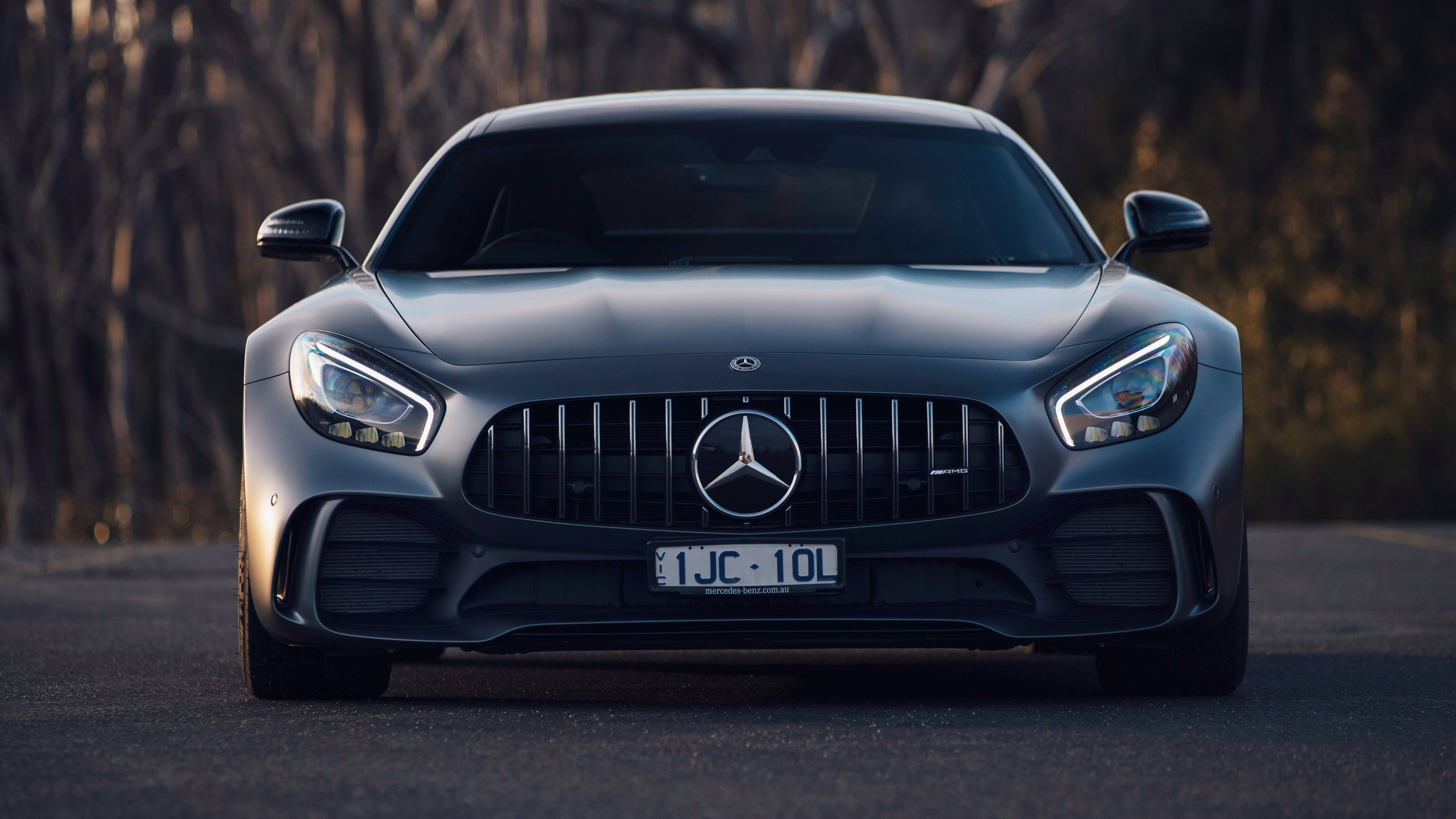 Mercedes-AMG GT R, Grau, Frontansicht, Dämmerung, 6K, Hintergrundbild für den PC