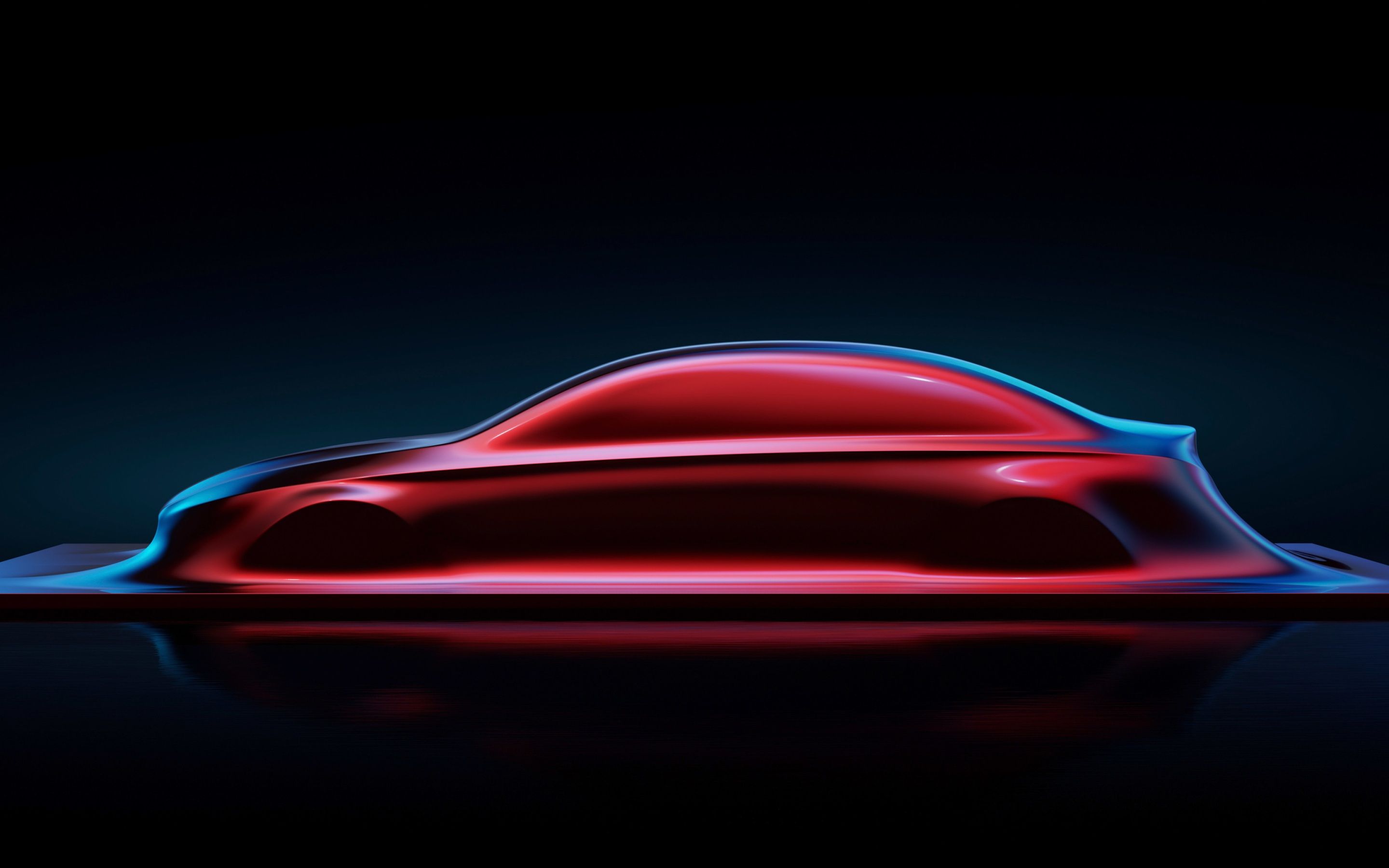 Mercedes-Benz, Konzeptauto, Rote Silhouette, Neon, Digitale Kunst, 2K, PC-Hintergrundbild