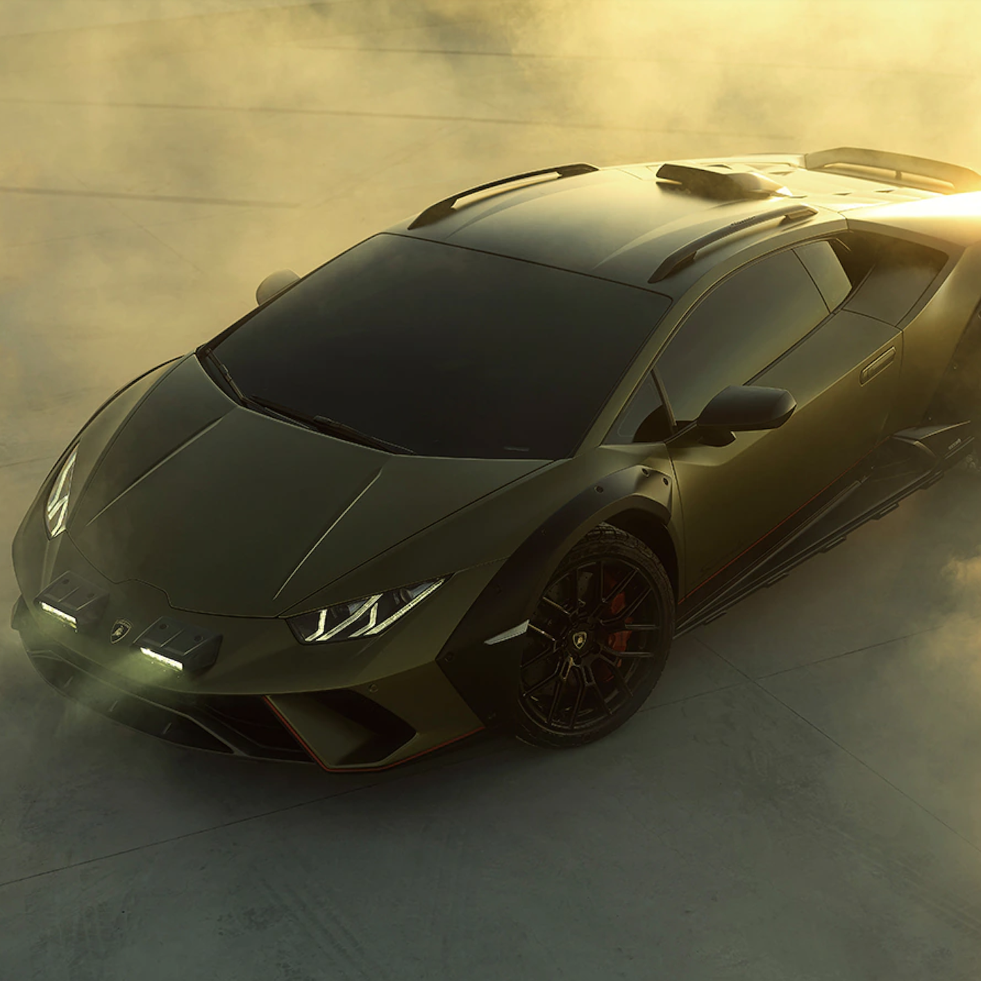 Lamborghini Huracán Sterrato, Offroad, Staub, Goldenes Licht, HD, Tablet-Hintergrund