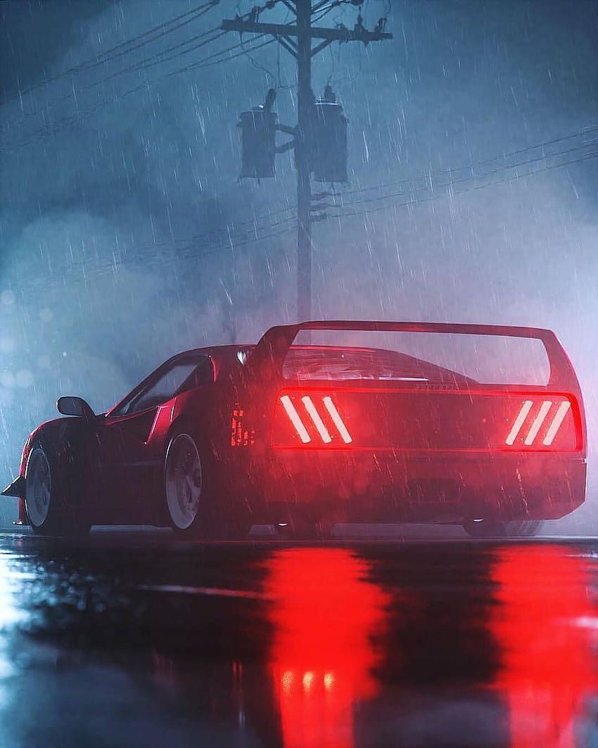 Ferrari, Rücklichter, Nebel, Regen, Nacht, HD, Hintergrundbild fürs Tablet