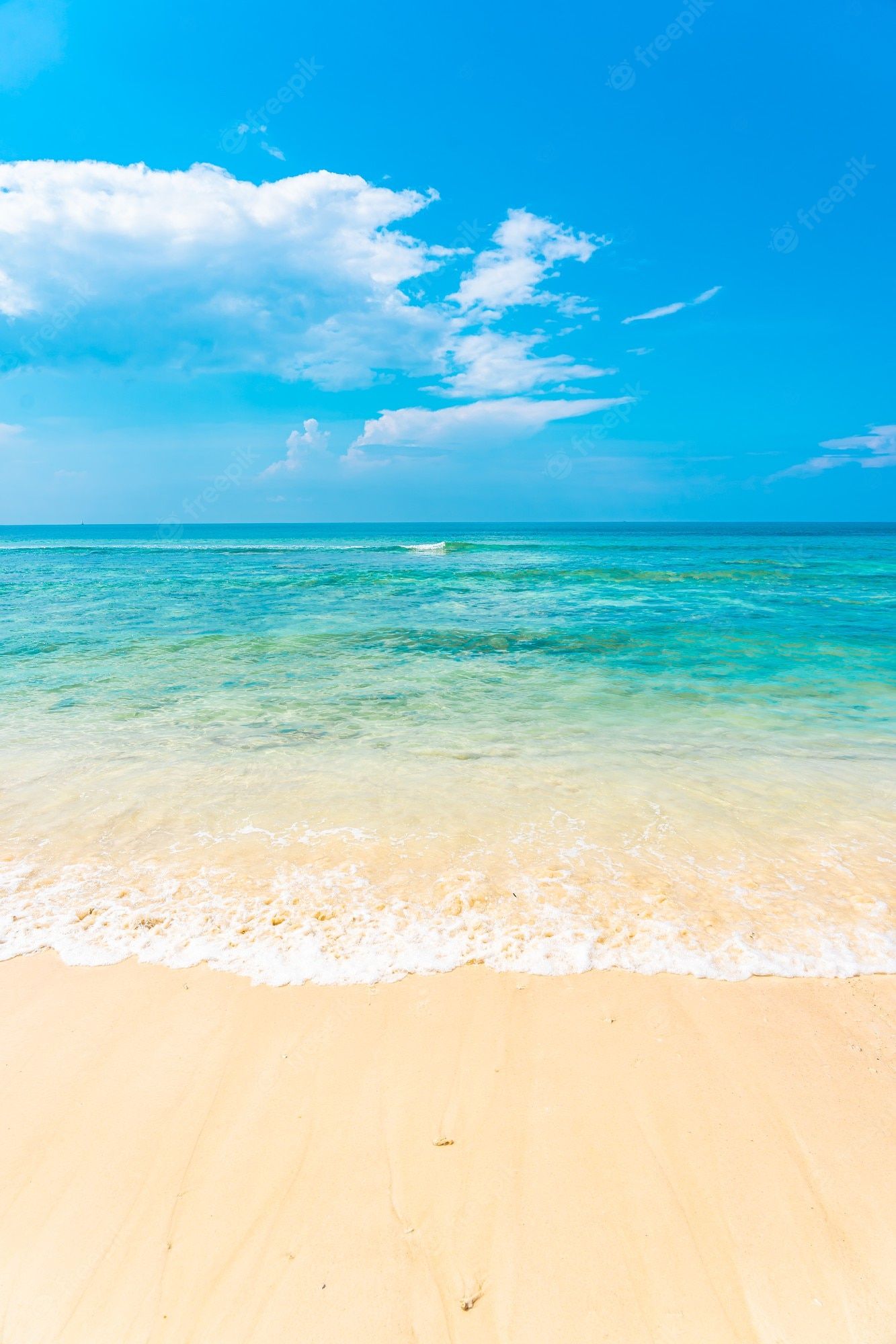 Strand, Türkises Meer, Blauer Himmel, Sand, Sommer, Full HD, Handy-Hintergrund im Hochformat