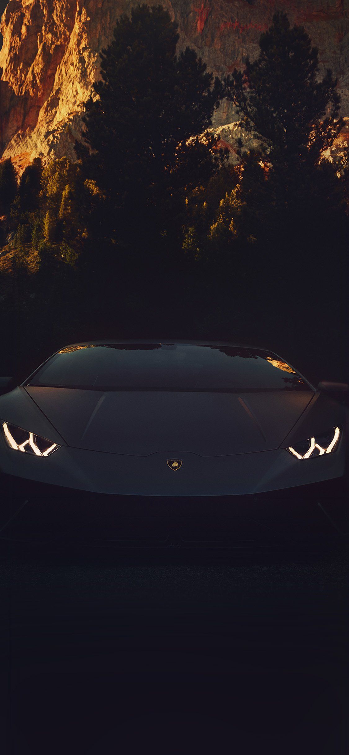 Lamborghini, Scheinwerfer, Dunkel, Nacht, Hochformat, Full HD, Hintergrundbild fürs Handy