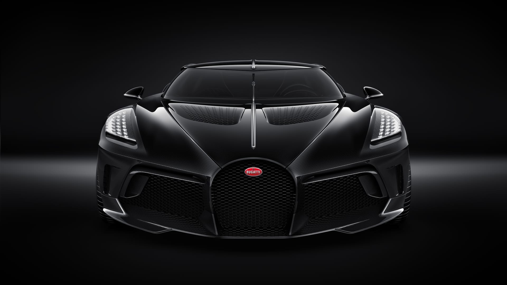 Bugatti La Voiture Noire, Schwarzes Auto, Frontansicht, Studio, Luxus, 1920x1080, PC-Hintergrundbild