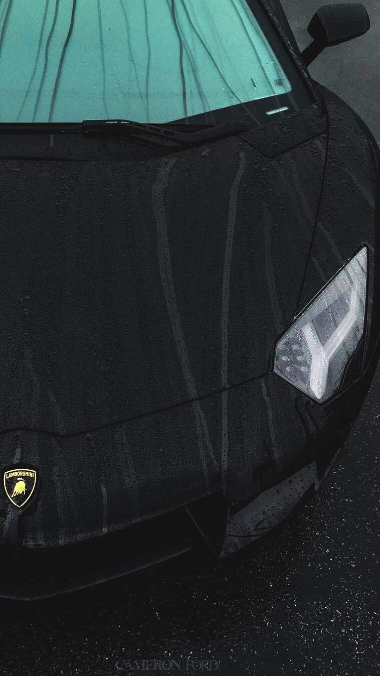 Lamborghini Aventador, Schwarzer Sportwagen, Detailaufnahme, Logo, Dunkel, HD, Handy-Hintergrund