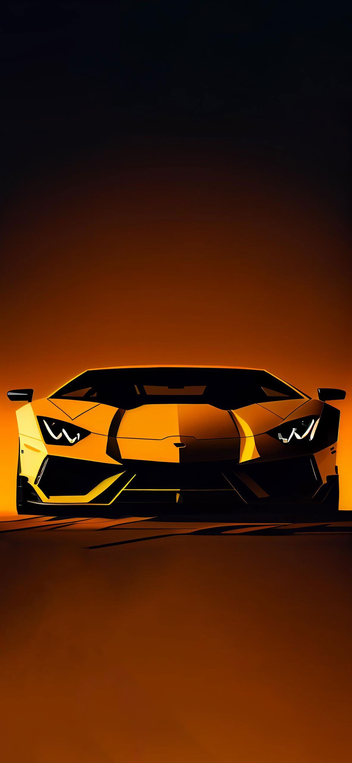 Lamborghini Huracán, Scheinwerfer, Oranges Licht, Frontansicht, Dunkel, Full HD, Handy-Hintergrund