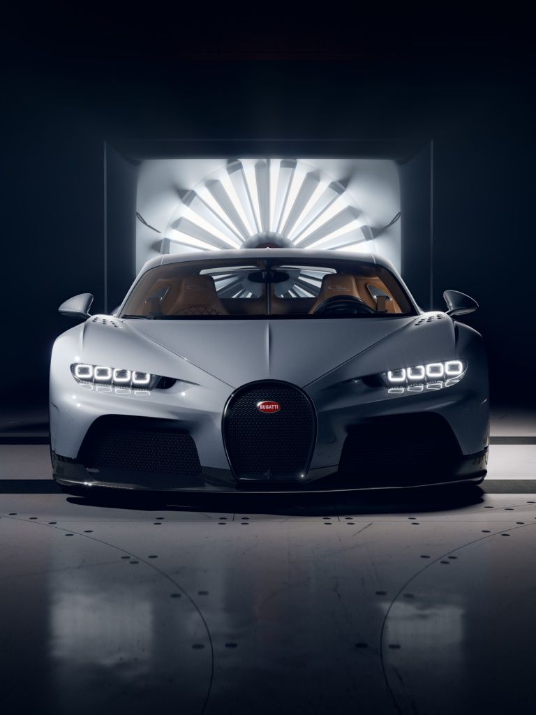 Bugatti Chiron Super Sport, Frontansicht, Studio, Lichtpaneel, Spiegelung, Hintergrundbild fürs iPad