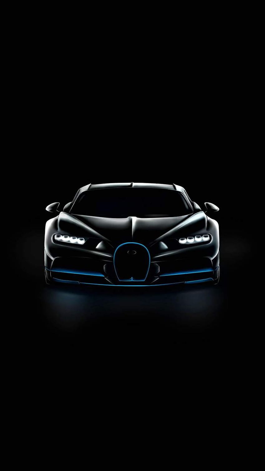 Bugatti Chiron, Frontansicht, Scheinwerfer, Schwarzer Hintergrund, Minimalismus, Sperrbildschirm