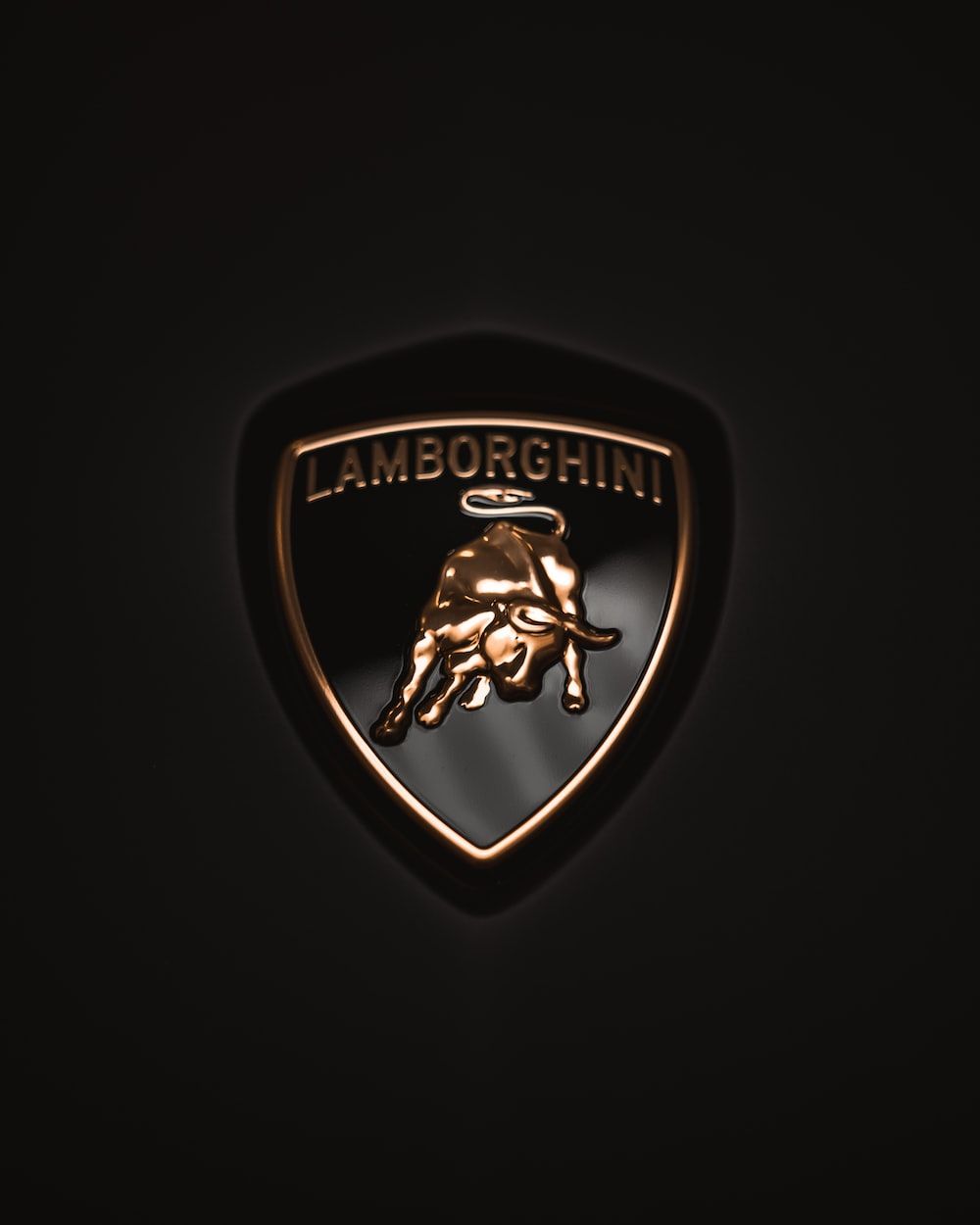 Lamborghini Logo, Stier, Wappen, Schwarzer Hintergrund, Minimalistisch, HD Wallpaper