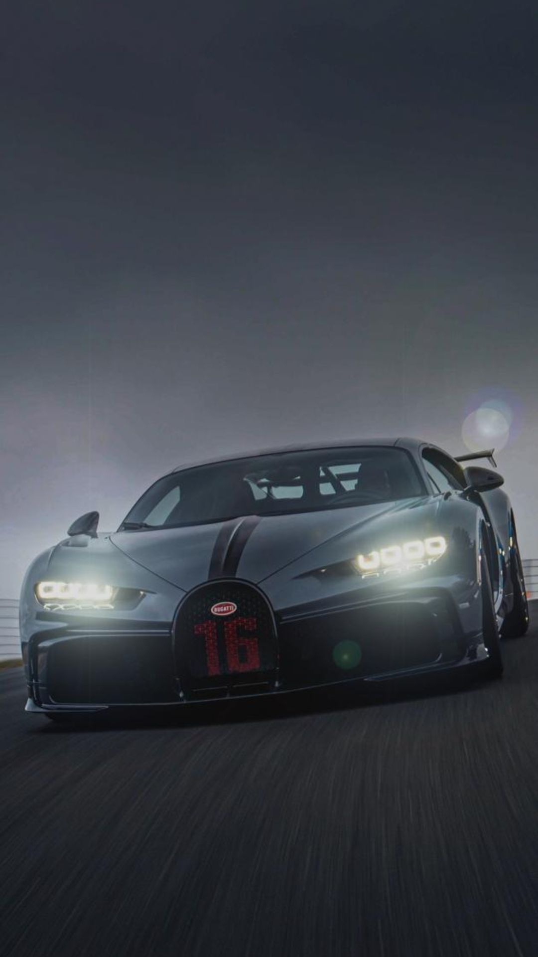 Bugatti Chiron, Nebel, Scheinwerfer, Frontansicht, Dunkle Töne, Full HD, Handy-Hintergrund