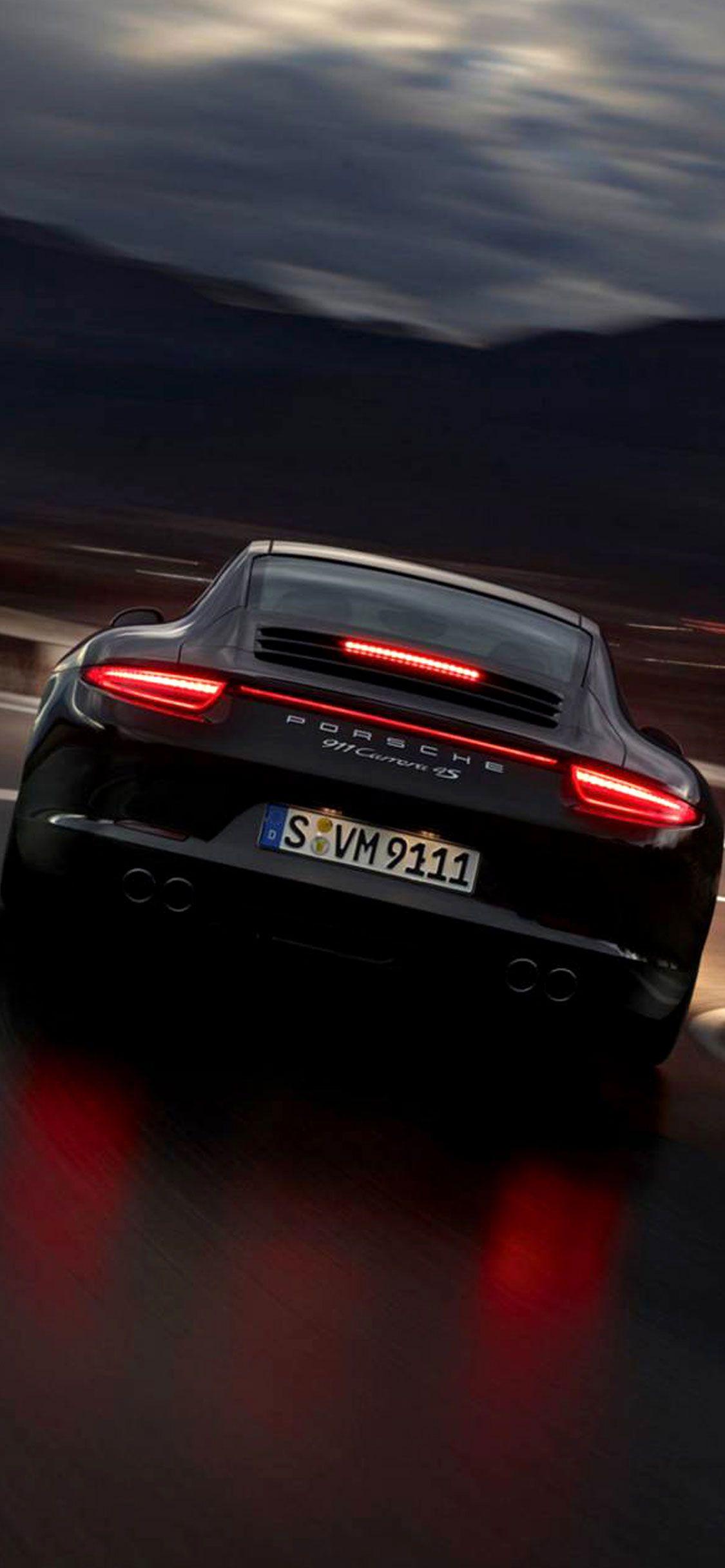 Porsche 911, Porsche, Nacht, Rücklichter, Hochformat, Dunkel, Full HD, Handy-Hintergrund