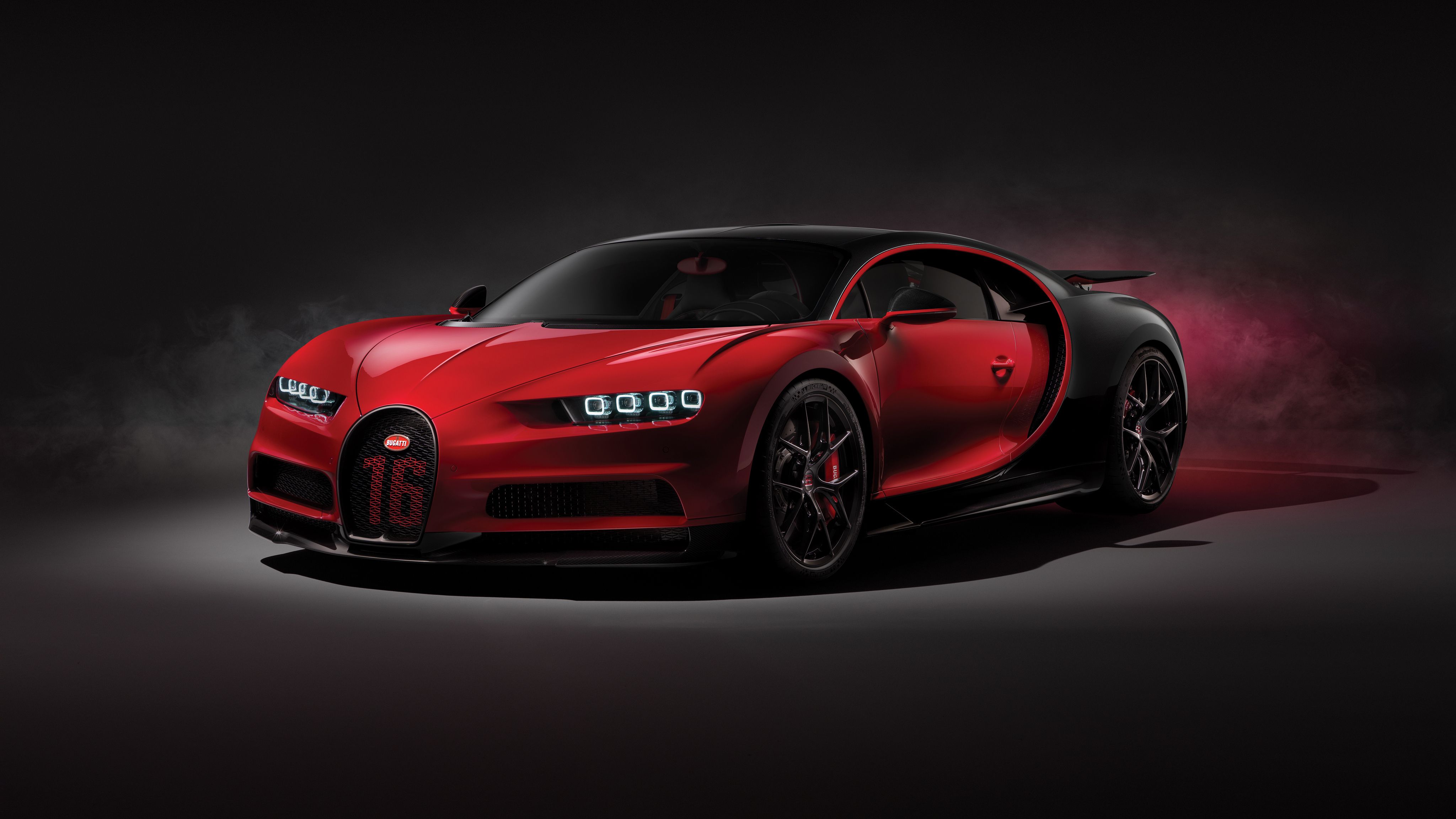 Bugatti Chiron Sport, Rotes Auto, Dunkler Hintergrund, Studio, Hypercar, 4K Wallpaper