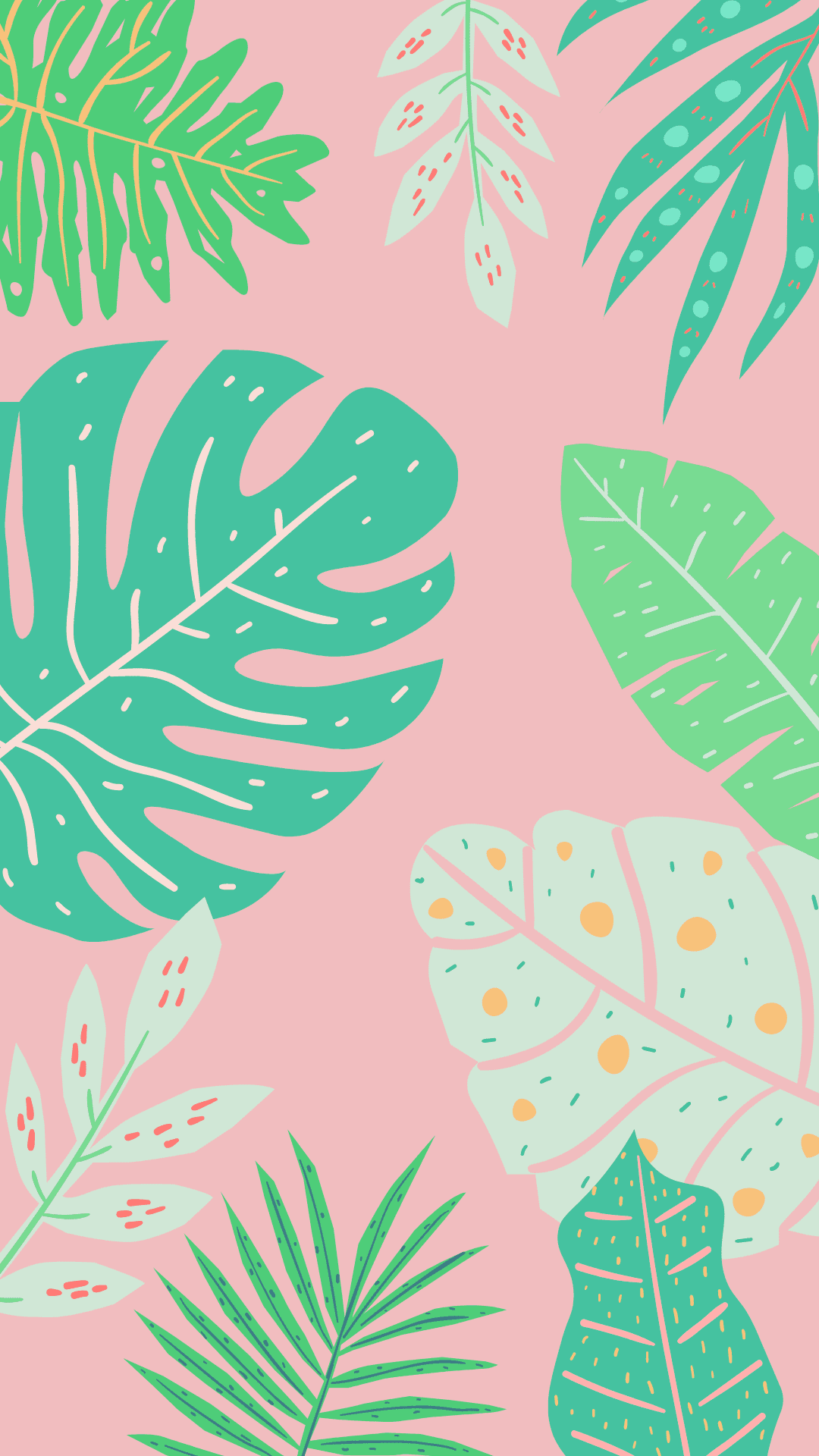 Tropische Blätter, Monstera, Rosa Hintergrund, Grün, Botanisch, Sperrbildschirm fürs iPhone