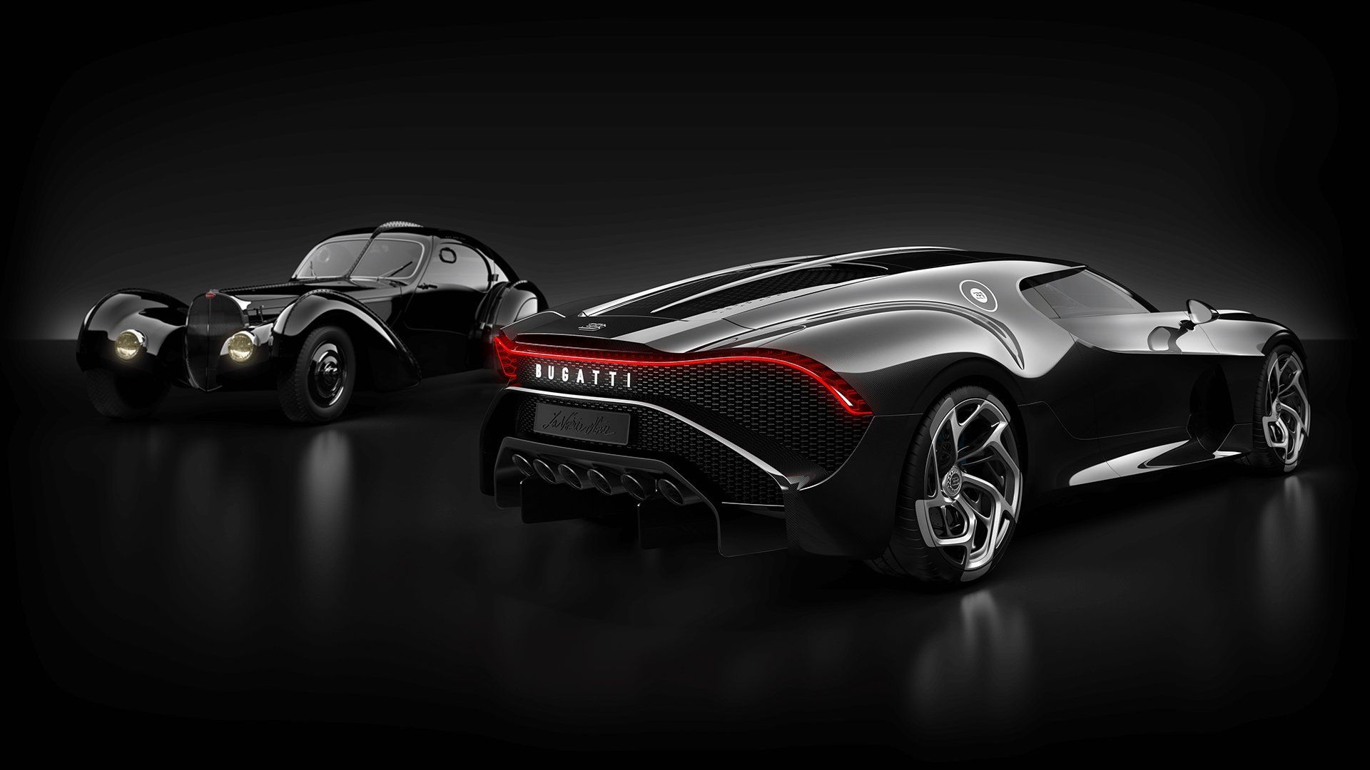 Bugatti La Voiture Noire, Bugatti Type 57SC Atlantic, Oldtimer, Schwarze Autos, Studio, Full-HD-Hintergrundbild