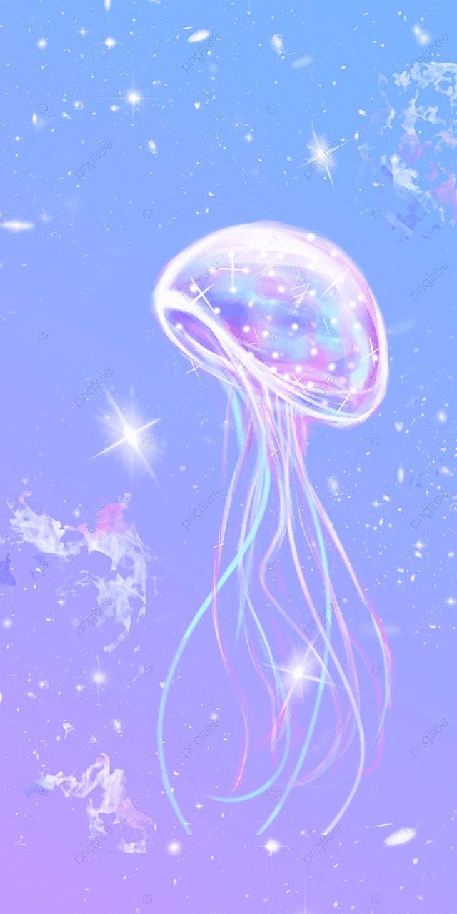 Qualle, Illustration, Lila, Fantasy, Hochformat, Hintergrundbild fürs Smartphone