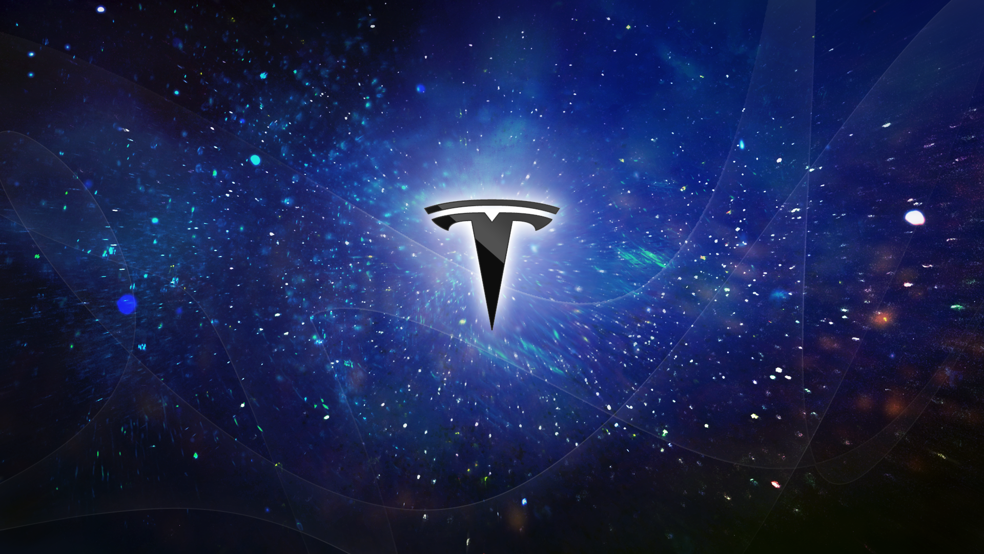 Tesla-Logo, Tesla, Weltraum, Sterne, Blaue Töne, 1920x1080, Full-HD-Hintergrundbild für PC
