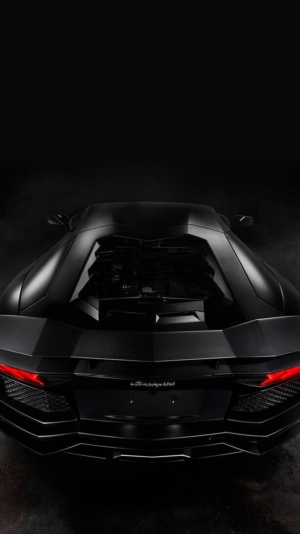 Lamborghini Aventador, Schwarzer Supersportwagen, Draufsicht, Dunkel, Hochformat, HD-Handy-Hintergrundbild