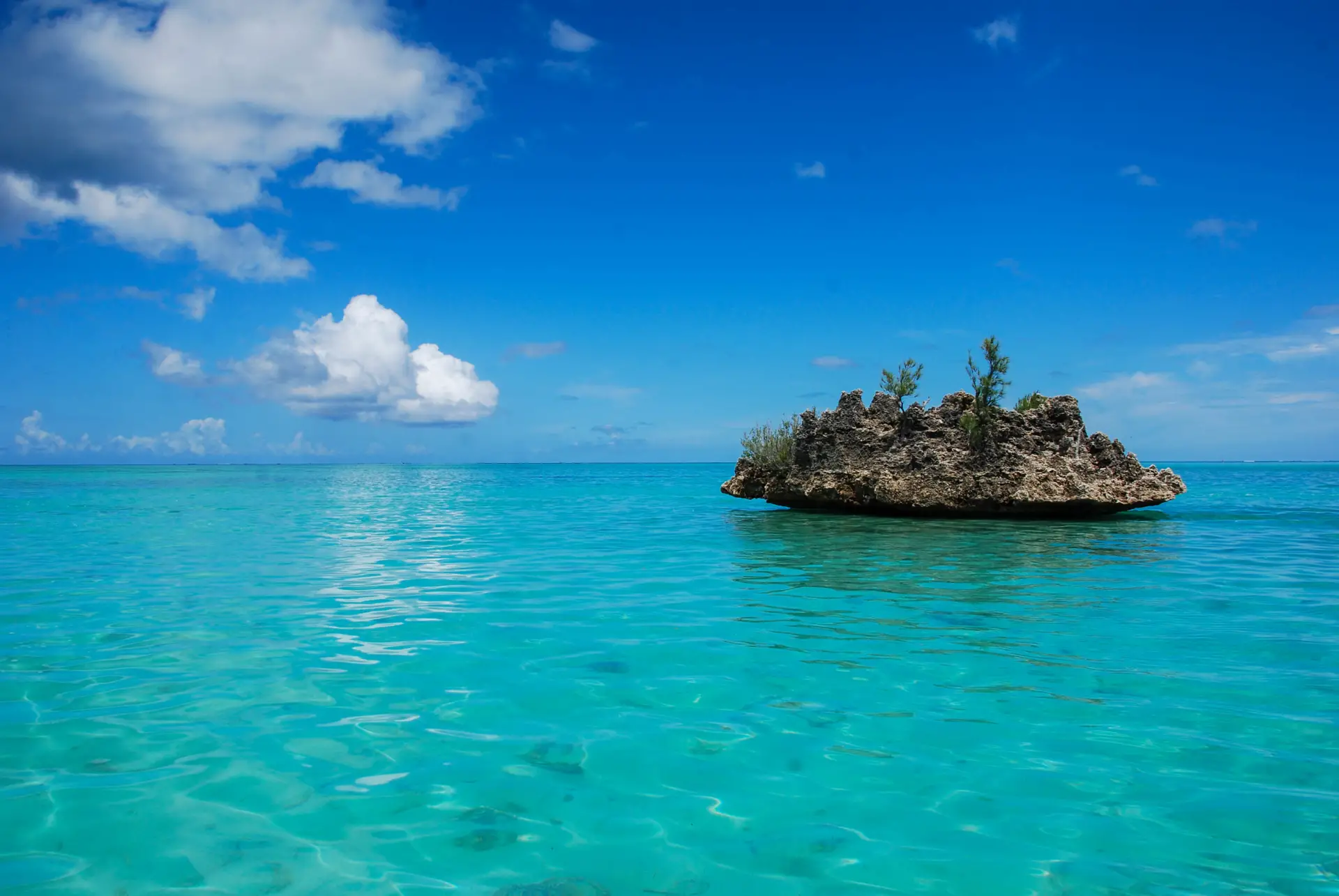 Insel, Türkises Meer, Lagune, Blauer Himmel, Tropen, Full HD, Desktop-Hintergrund für Windows