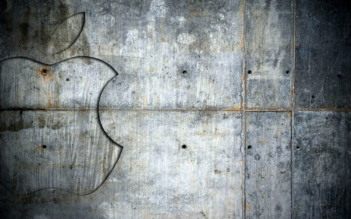 Apple-Logo, Betonplatten, Industriell, Blaugrau, Hintergrundbild