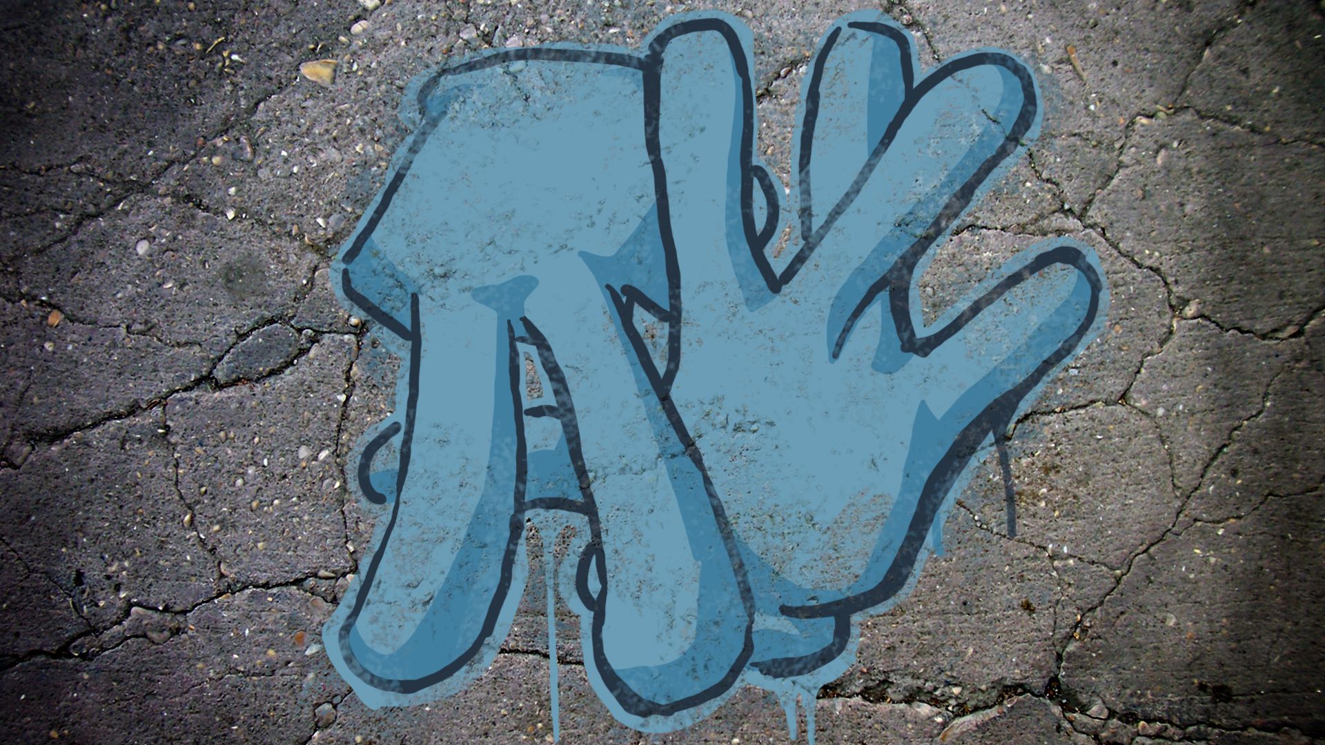 Graffiti, Hände, Rissiger Asphalt, Blau, Full HD 1080p, Desktop-Hintergrundbild