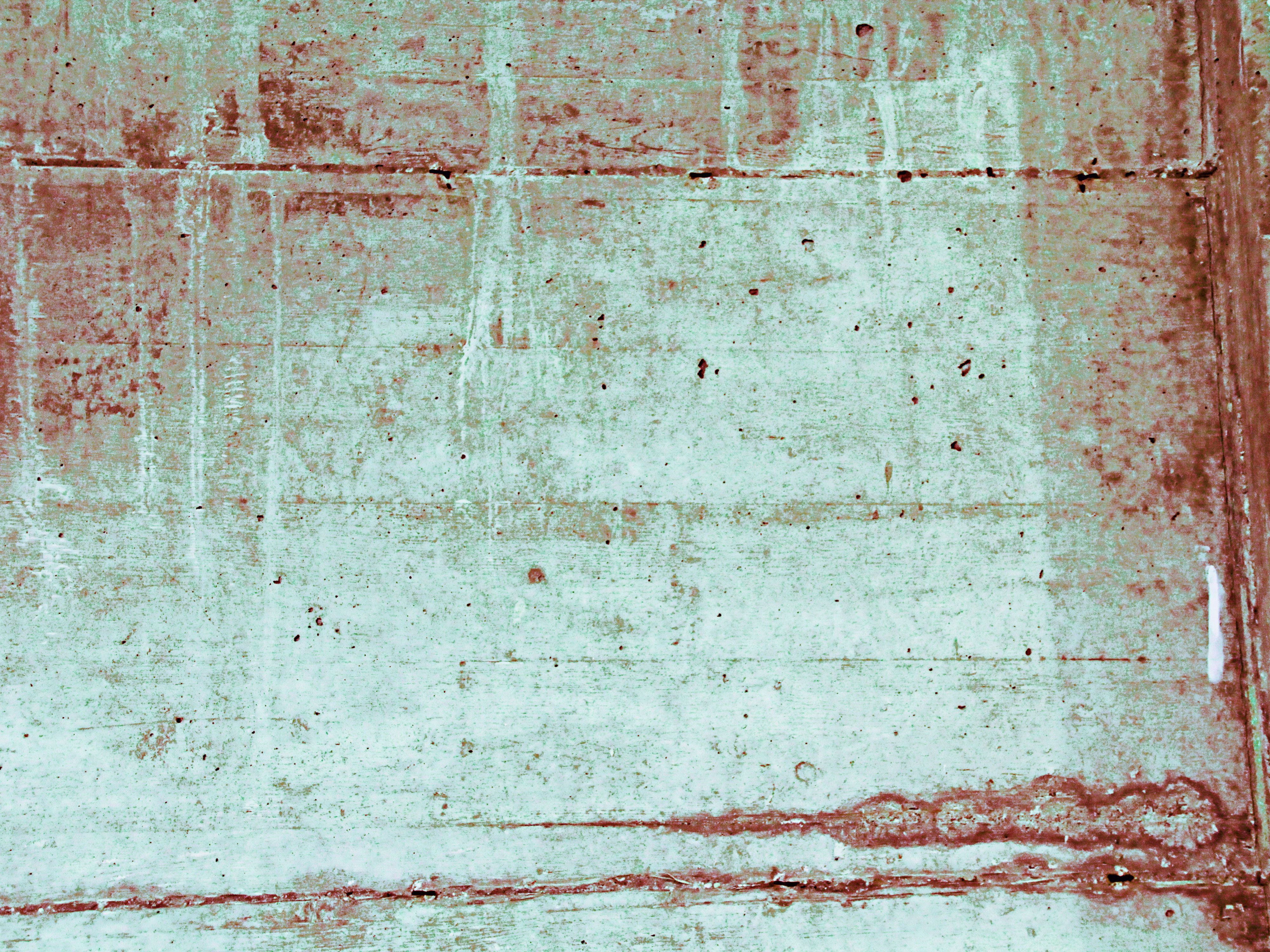 Betonwand, Mintgrün, Rote Farbspuren, Verwittert, 4K, Hintergrundbild fürs Tablet