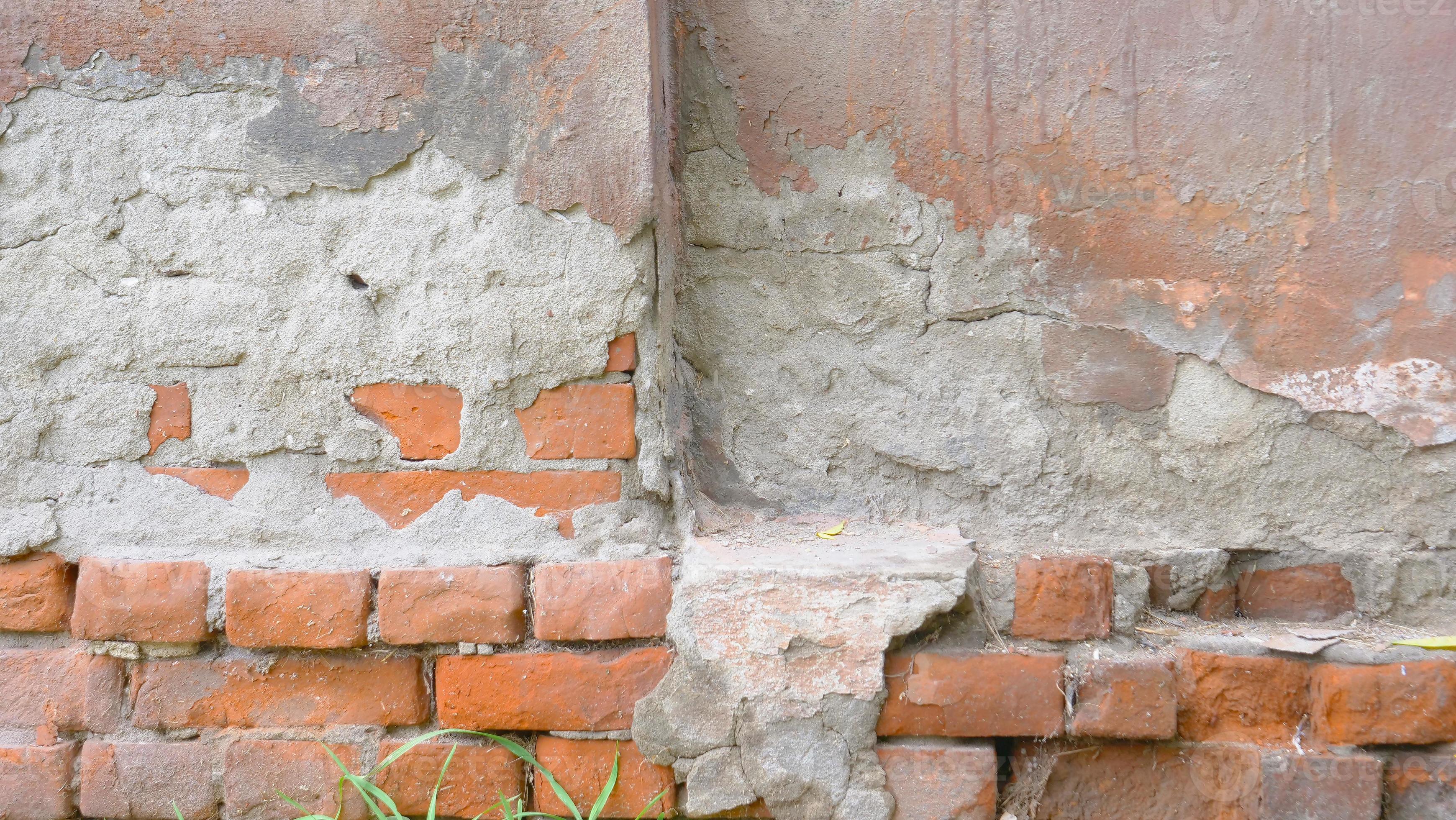 Bröckelnder Putz, Ziegelsteine, Alte Mauer, Orange, 16:9, 2K-Hintergrundbild für den Desktop