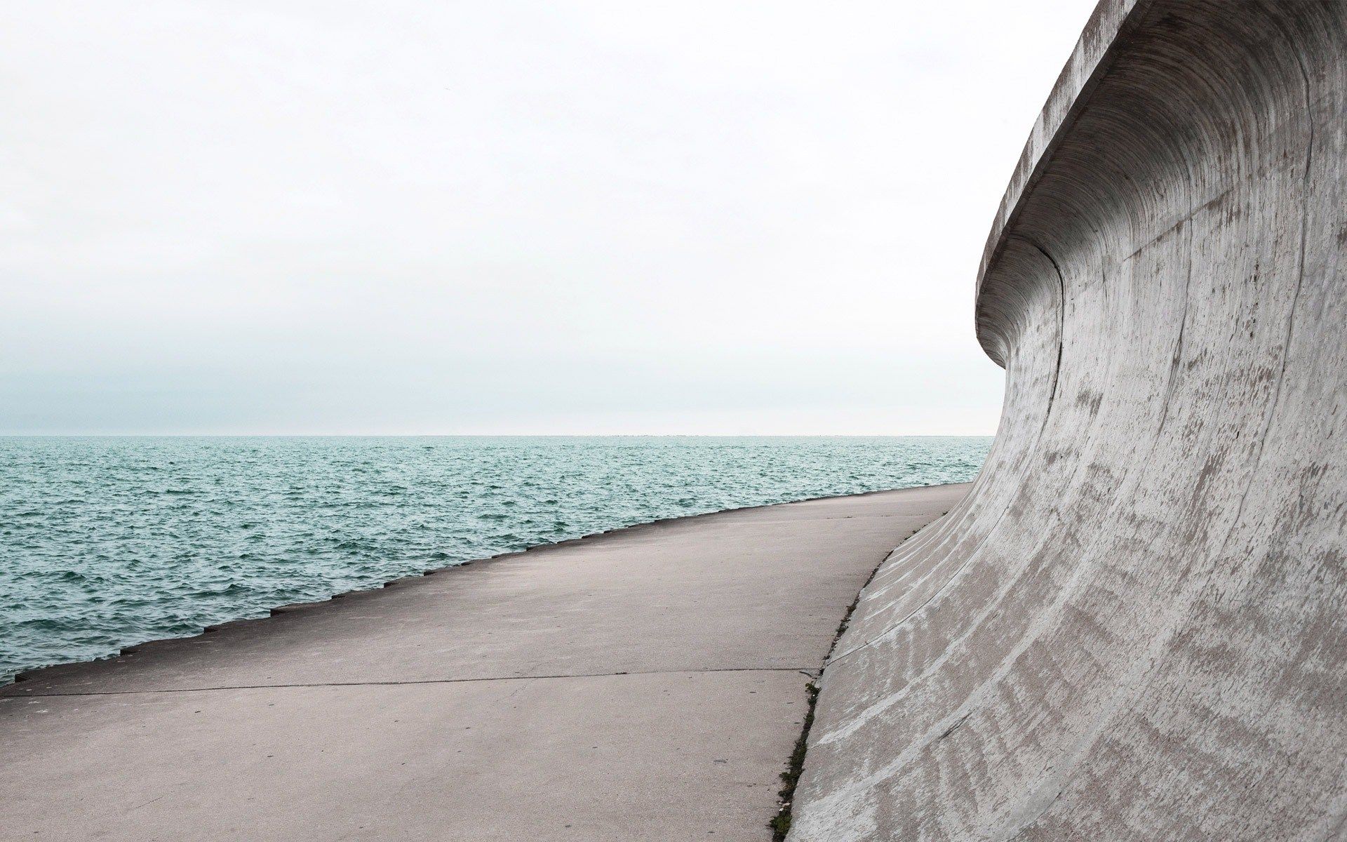 Ufermauer, Promenade, Meer, Geschwungen, 16:10, Full-HD-Hintergrundbild für den Desktop