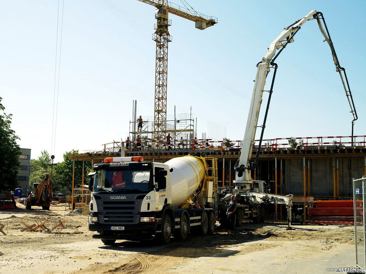 Betonmischer, Betonpumpe, Baustelle, Kran, Hintergrundbild für iPad und Tablet