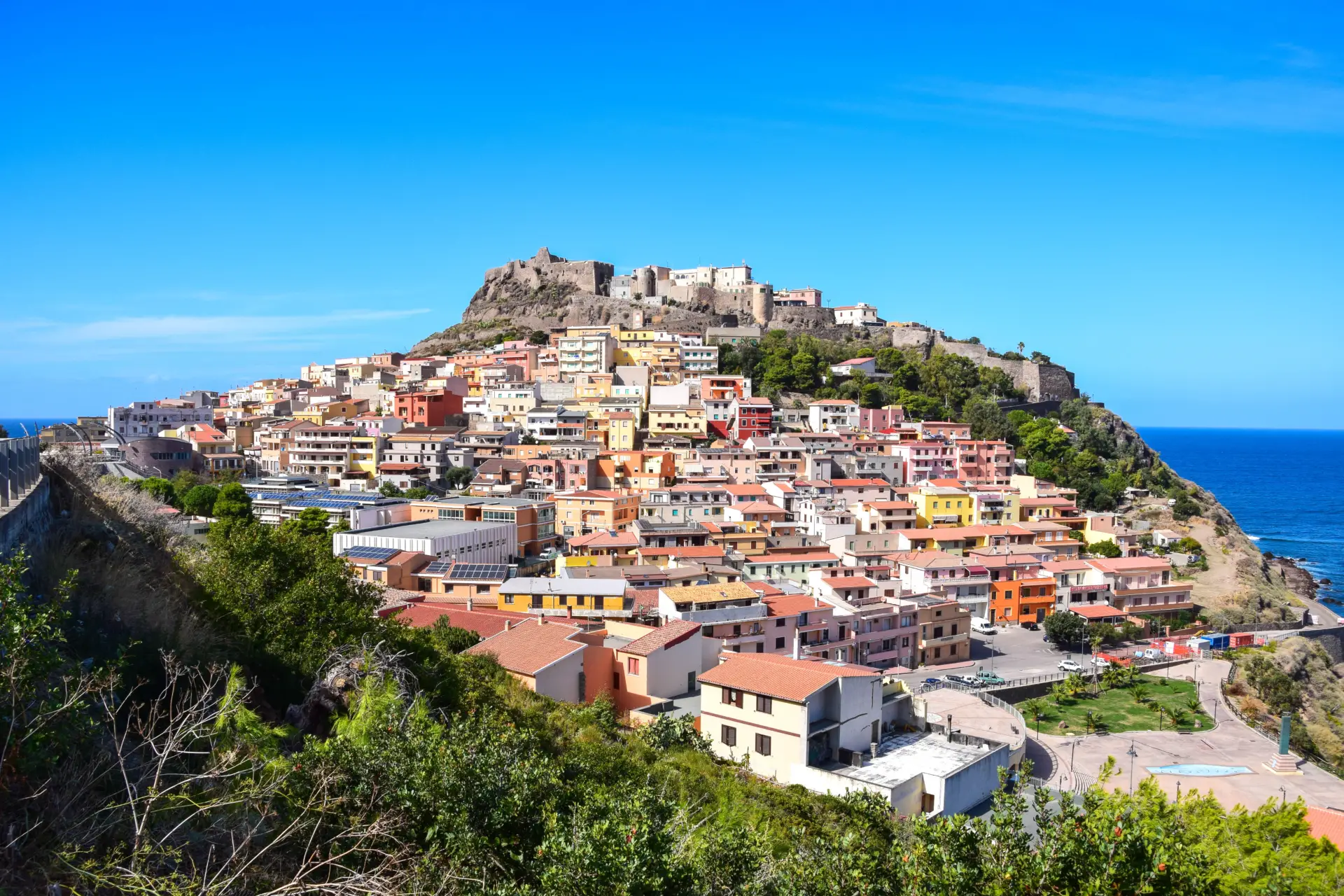 Castelsardo, Sardinien, Italien, Küstenstadt, Meer, Full HD, Desktop-Hintergrund für Windows