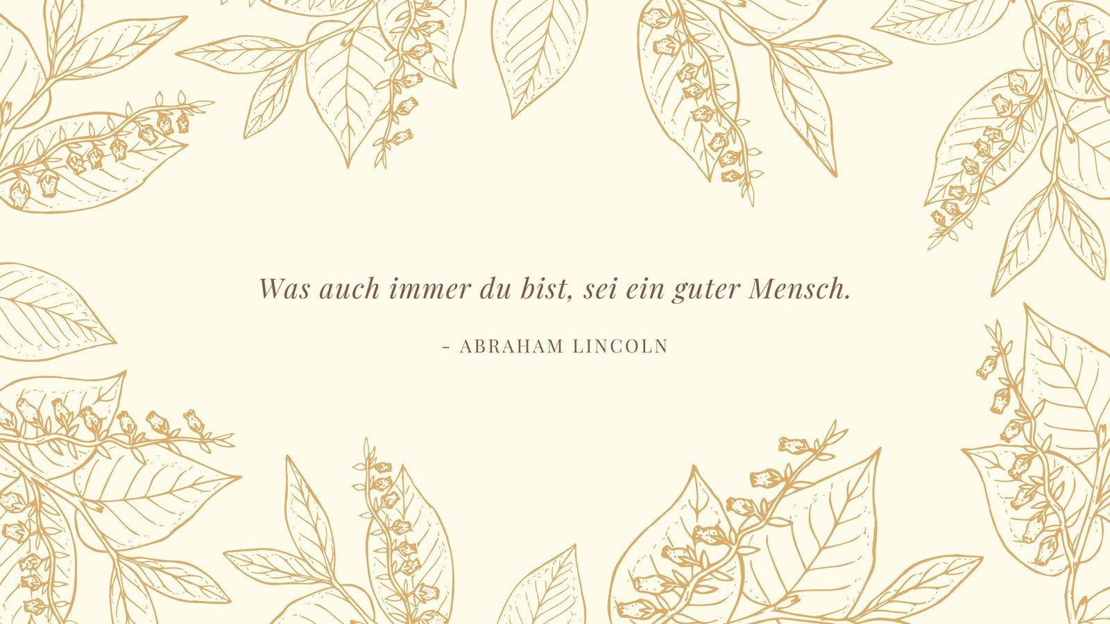 Abraham Lincoln, Zitat, Goldene Blätter, Line Art, Cremefarbener Hintergrund, HD Wallpaper