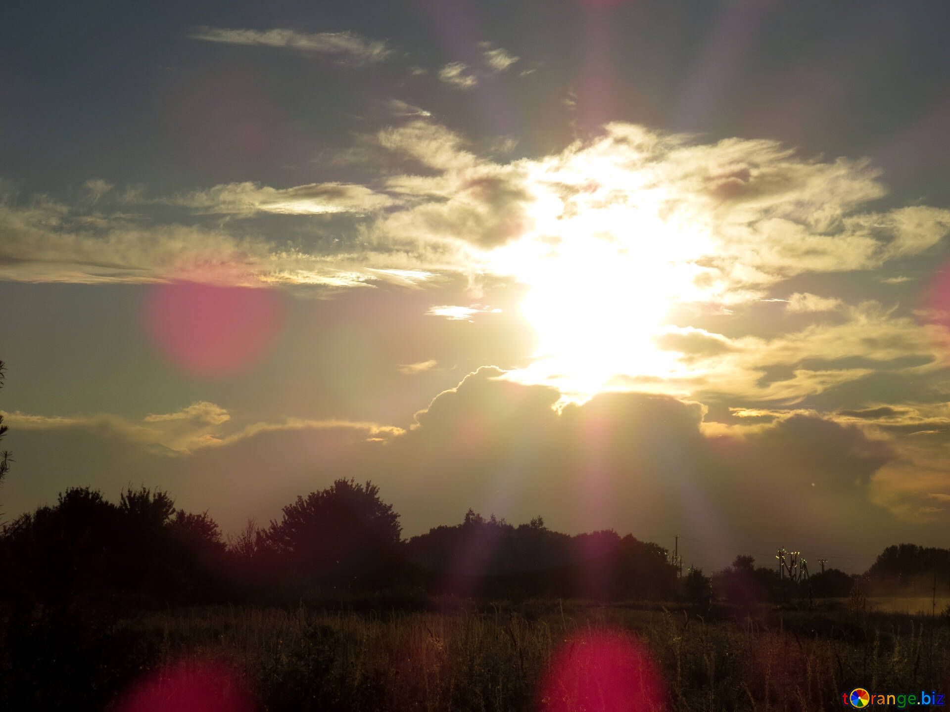 Gegenlicht, Wolken, Sonnenstrahlen, Bäume, Lens Flare, Full HD, Hintergrundbild fürs Tablet